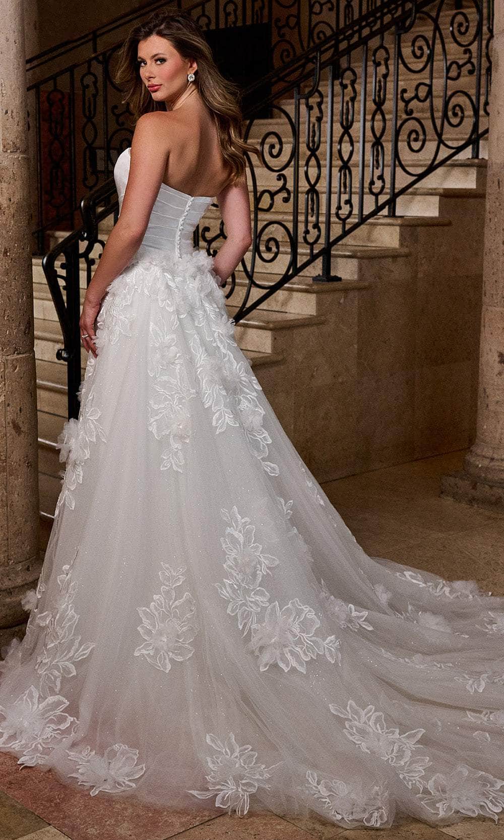 Rachel Allan RB5081 - Strapless Satin Wedding Gown with Overskirt
