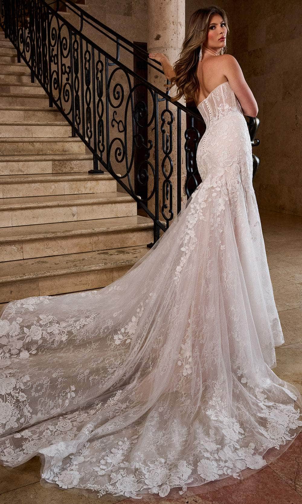 Rachel Allan RB5088 - Sheer Bodice Bridal Gown with Floral Applique