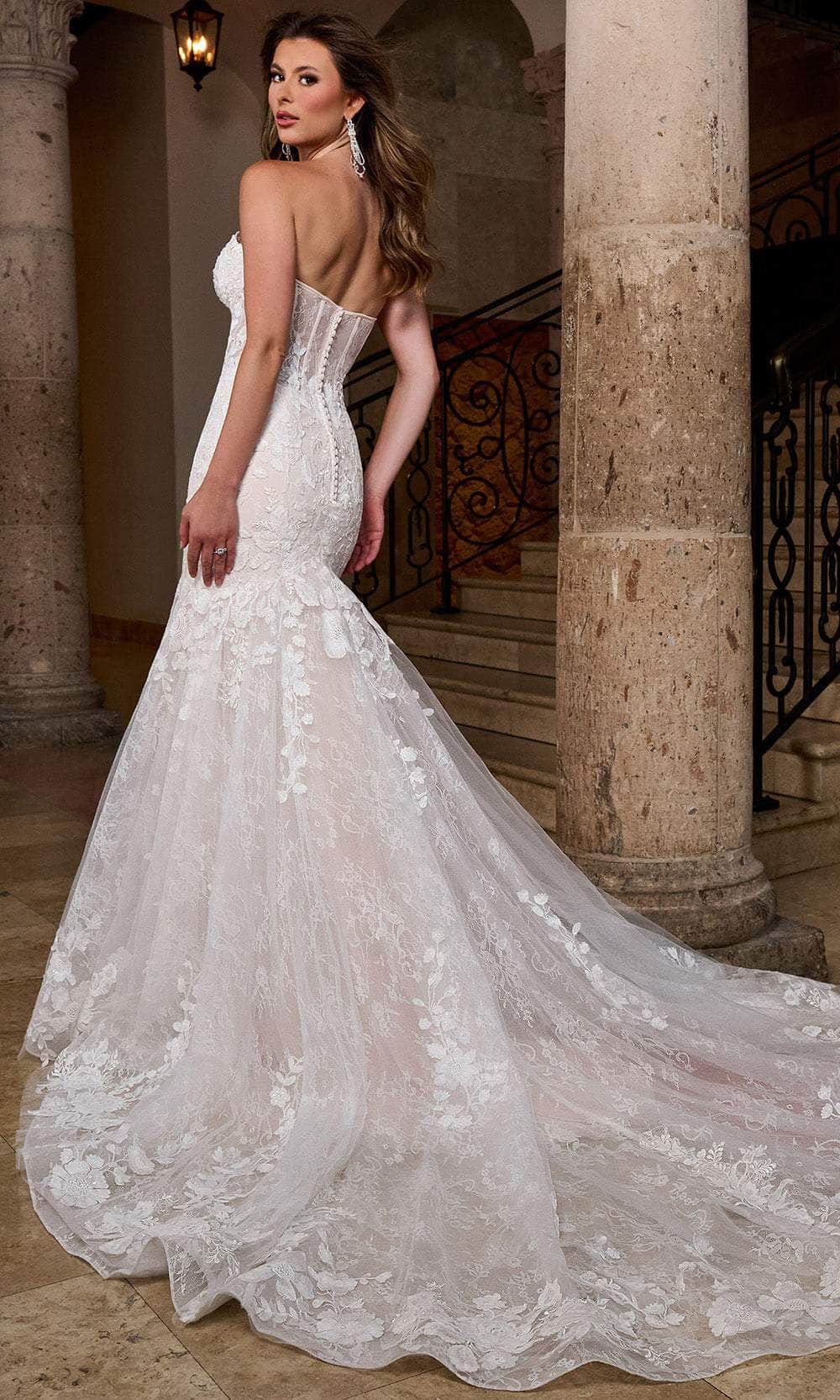 Rachel Allan RB5088 - Sheer Bodice Bridal Gown with Floral Applique