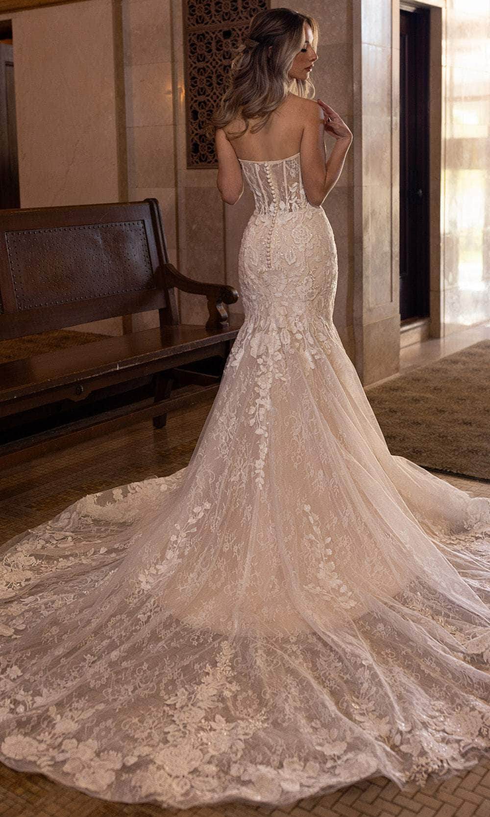 Rachel Allan RB5088 - Sheer Bodice Bridal Gown with Floral Applique