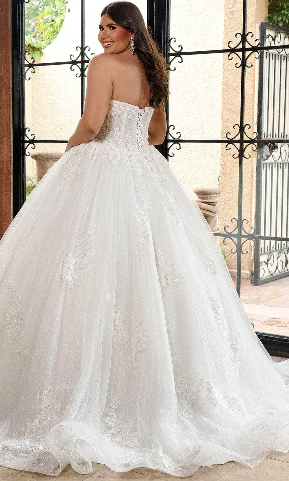 Rachel Allan RB6163 - Sweetheart Lace Ballgown with Detachable Sleeves