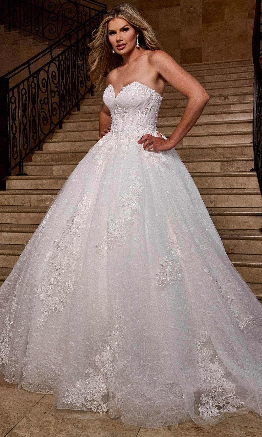 Rachel Allan RB6163 - Sweetheart Lace Ballgown with Detachable Sleeves