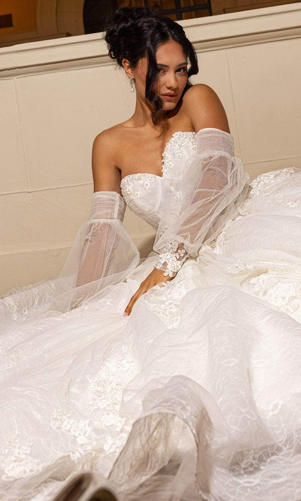 Rachel Allan RB6163 - Sweetheart Lace Ballgown with Detachable Sleeves