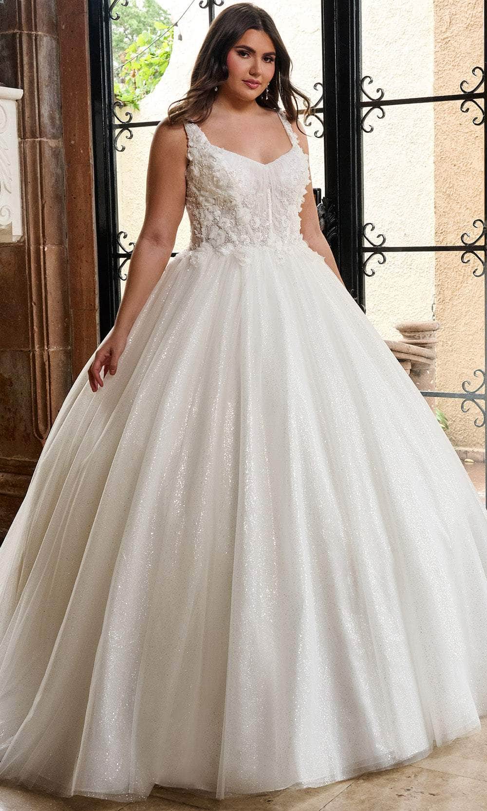 Rachel Allan RB6165 - Glitter Tulle Ballgown with Corset Bodice