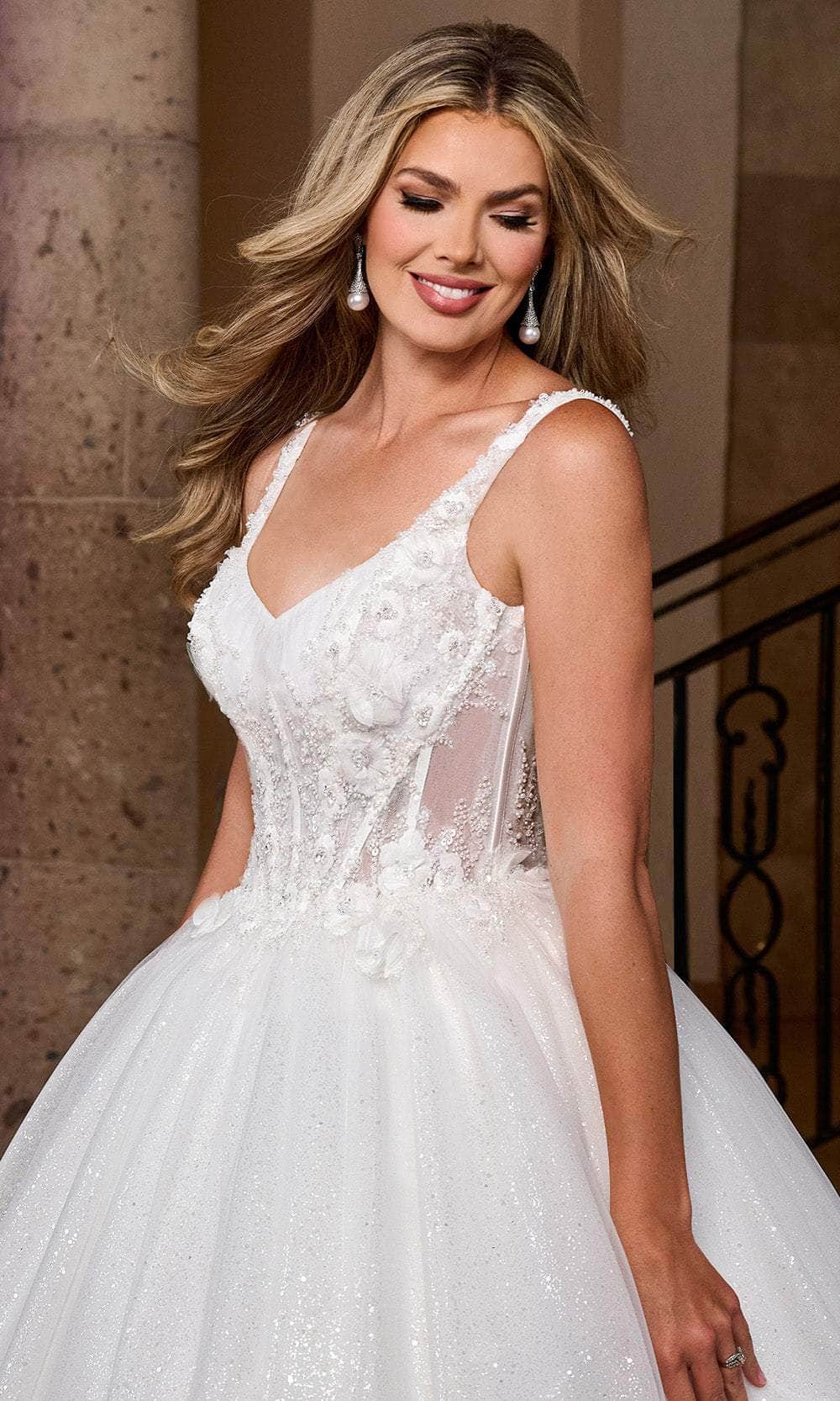 Rachel Allan RB6165 - Glitter Tulle Ballgown with Corset Bodice