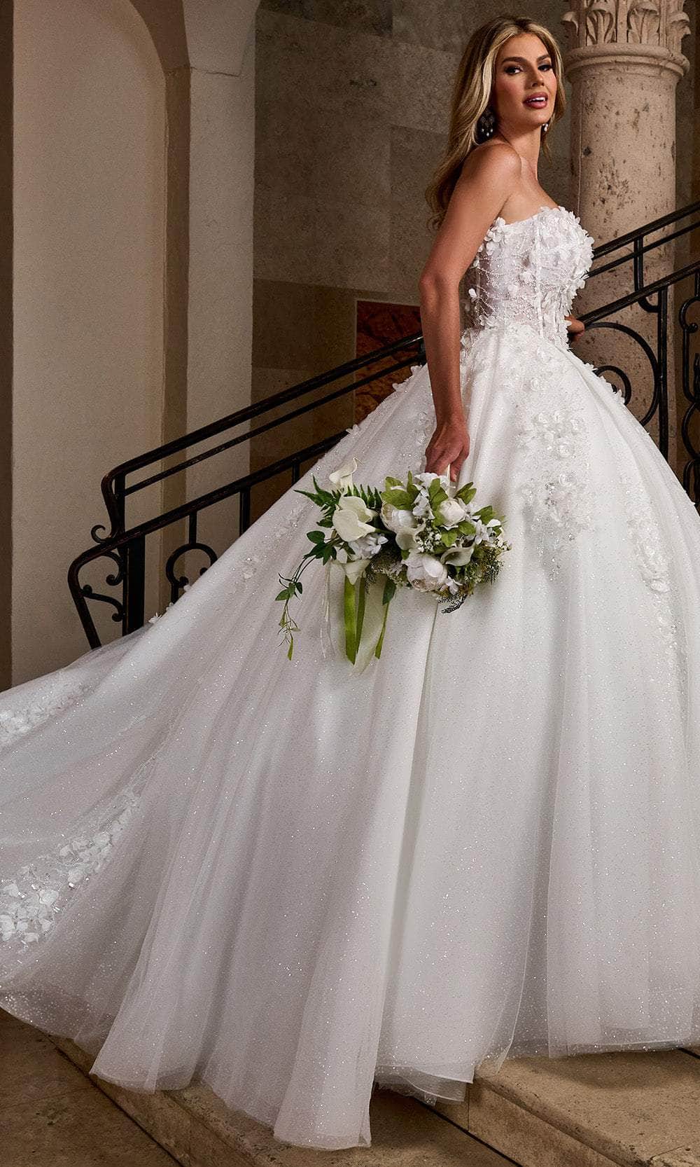 Rachel Allan RB6167 - 3D Floral Strapless Bridal Ballgown