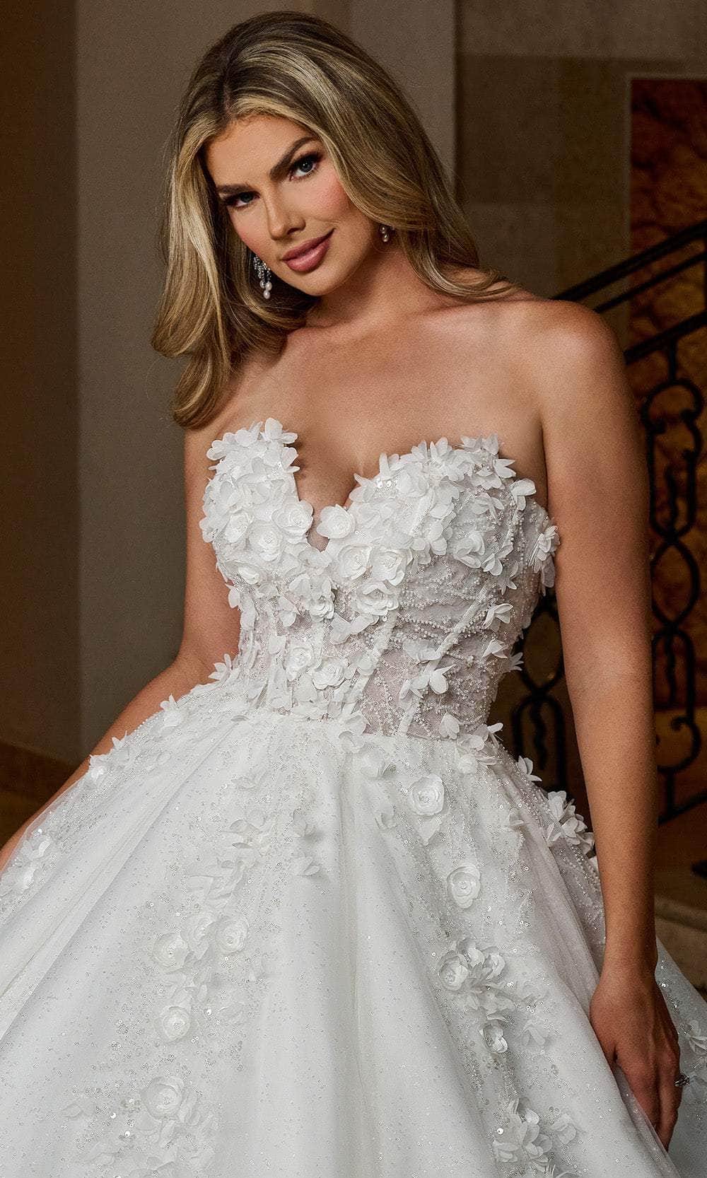 Rachel Allan RB6167 - 3D Floral Strapless Bridal Ballgown