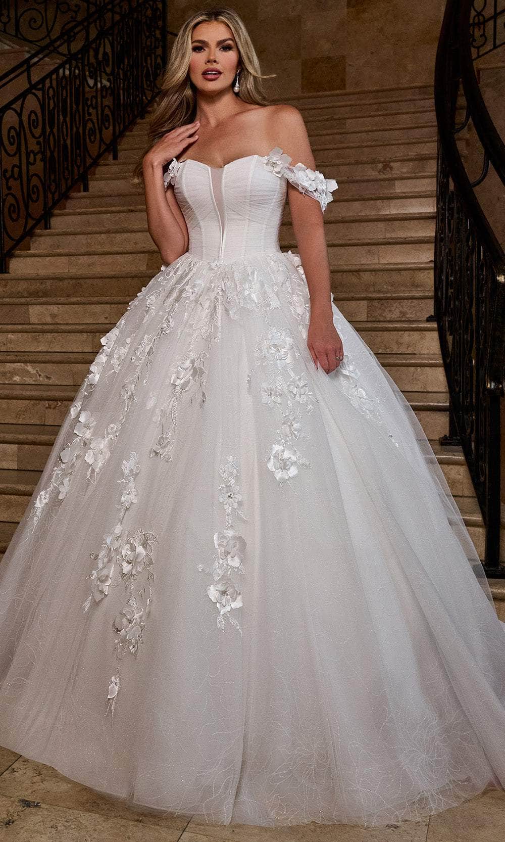 Rachel Allan RB6170 - Off-Shoulder Floral Corset Ballgown