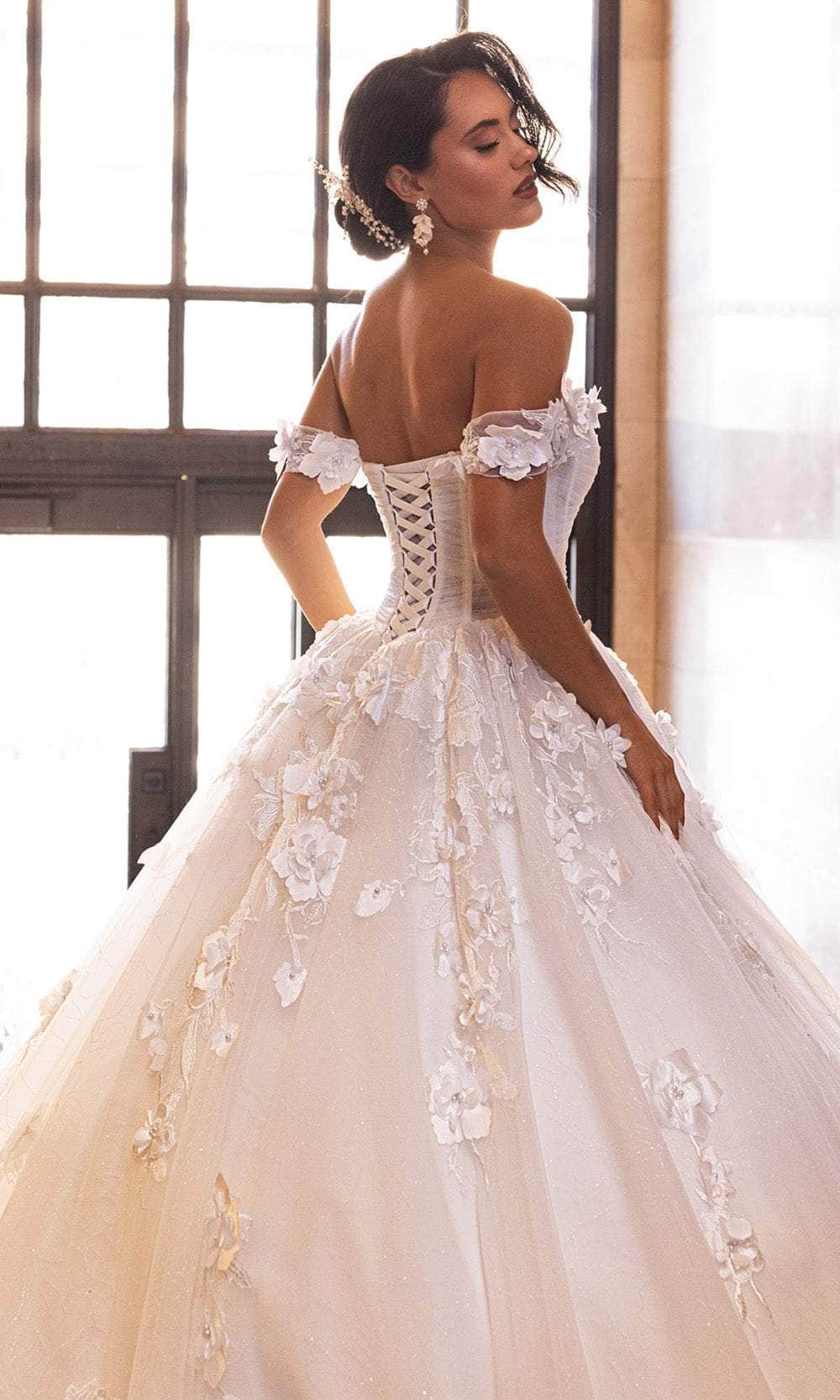 Rachel Allan RB6170 - Off-Shoulder Floral Corset Ballgown