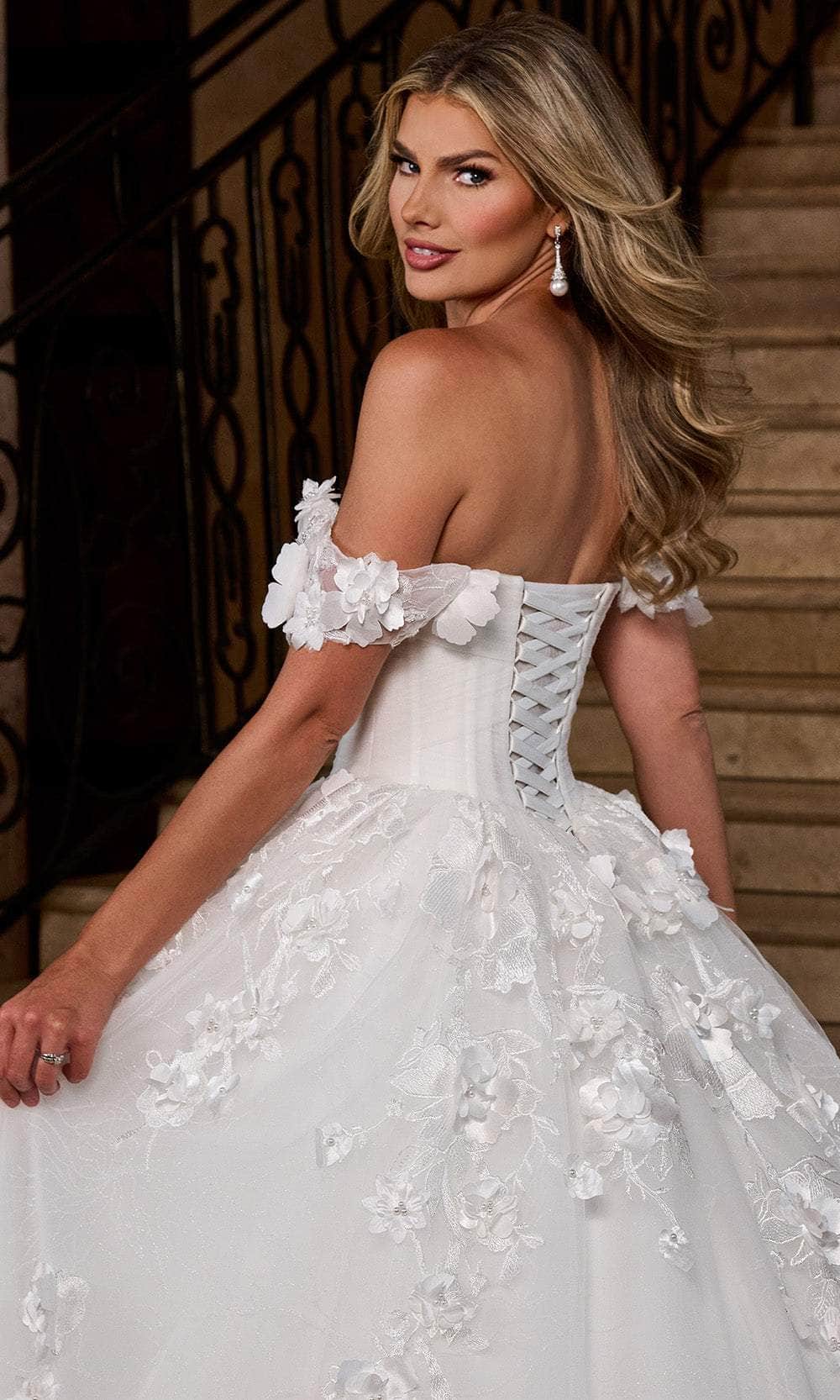 Rachel Allan RB6170 - Off-Shoulder Floral Corset Ballgown