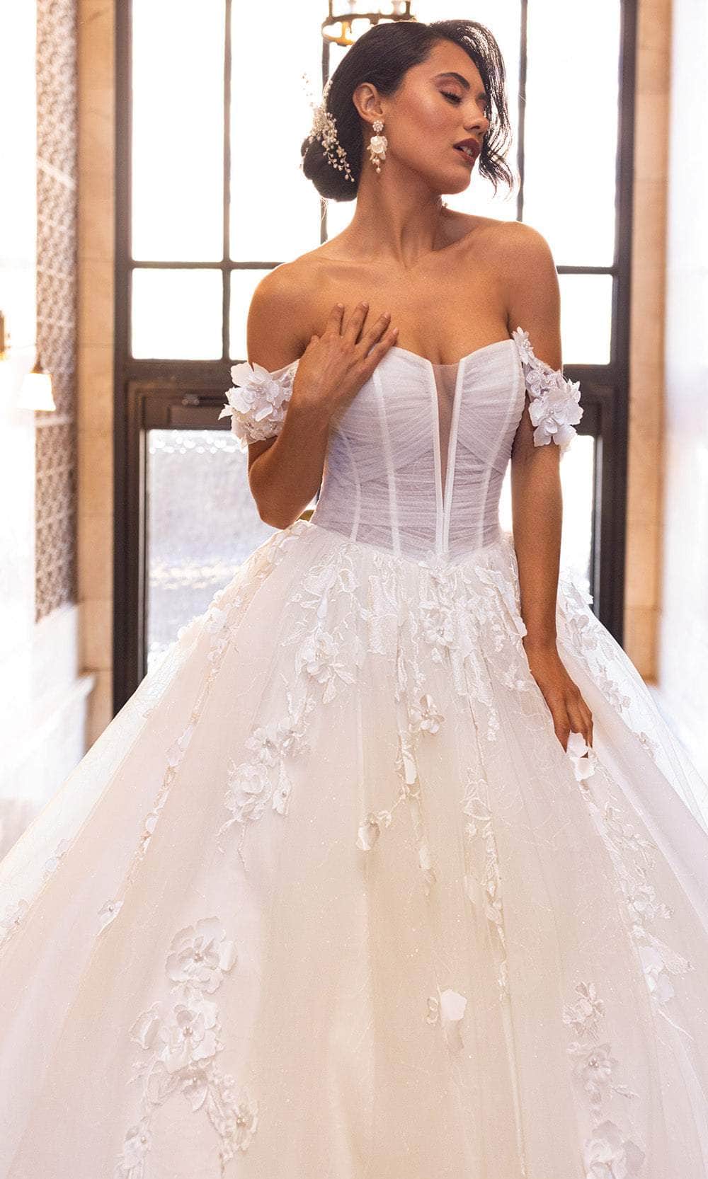 Rachel Allan RB6170 - Off-Shoulder Floral Corset Ballgown