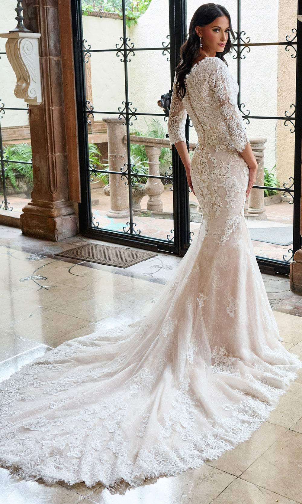 Rachel Allan RB7003 - Embroidered Lace Mermaid Wedding Gown
