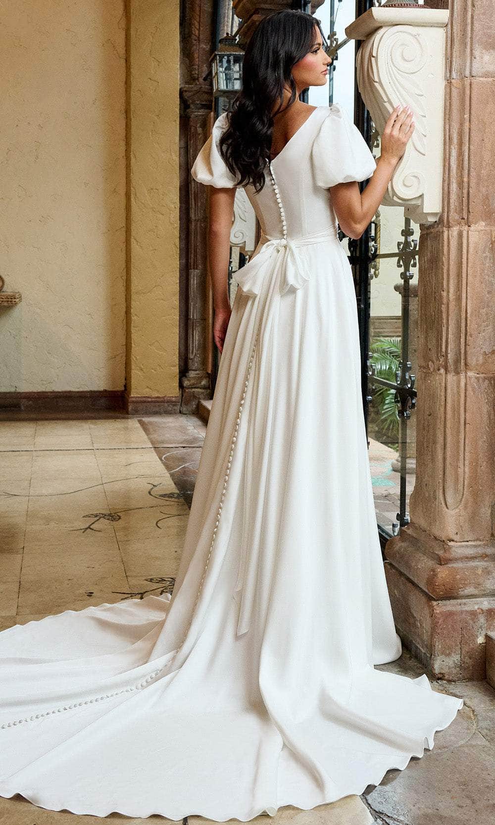 Rachel Allan RB7004 - Classic Puff Sleeve A-Line Bridal Gown
