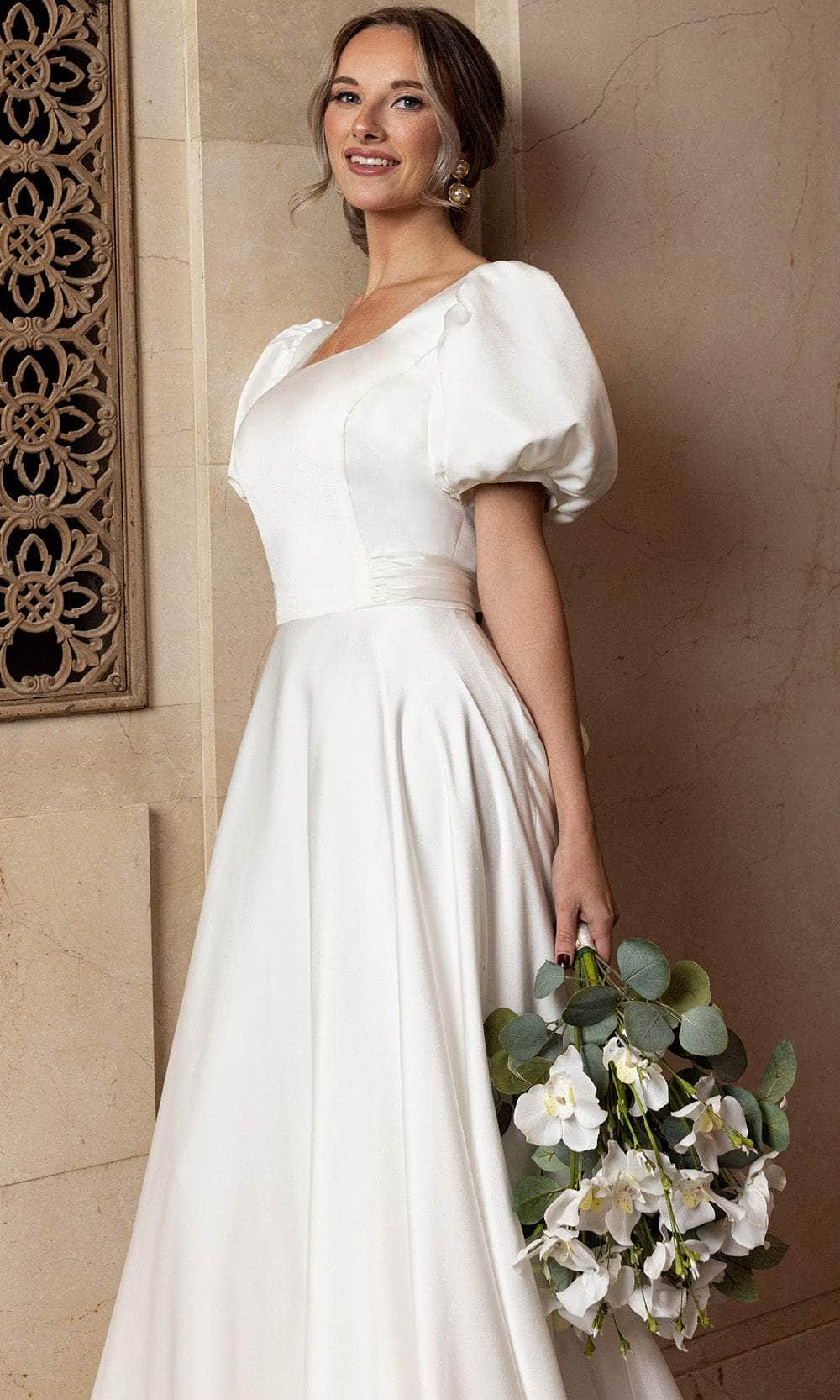 Rachel Allan RB7004 - Classic Puff Sleeve A-Line Bridal Gown