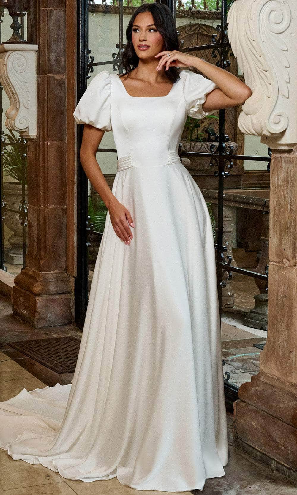 Rachel Allan RB7004 - Classic Puff Sleeve A-Line Bridal Gown