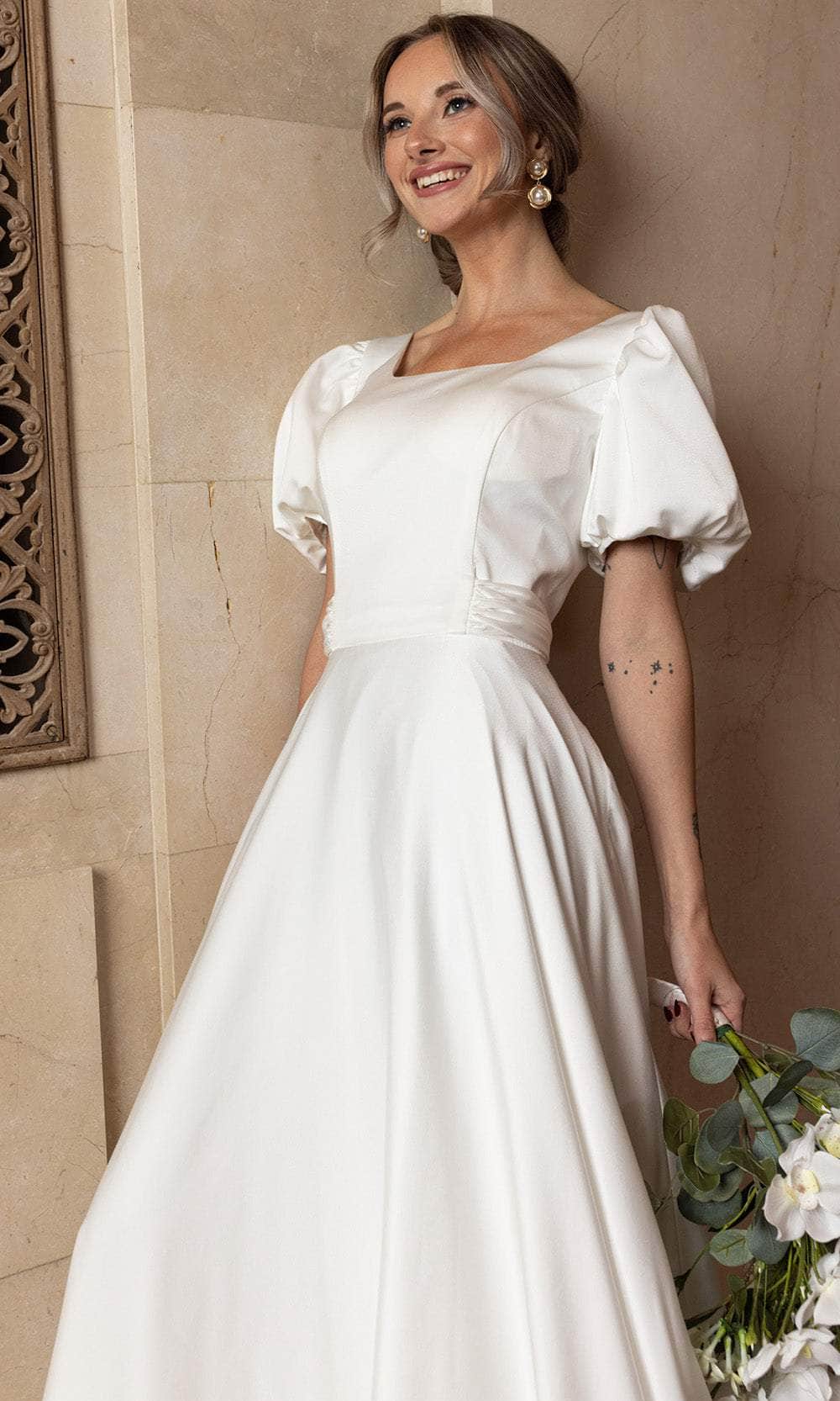 Rachel Allan RB7004 - Classic Puff Sleeve A-Line Bridal Gown