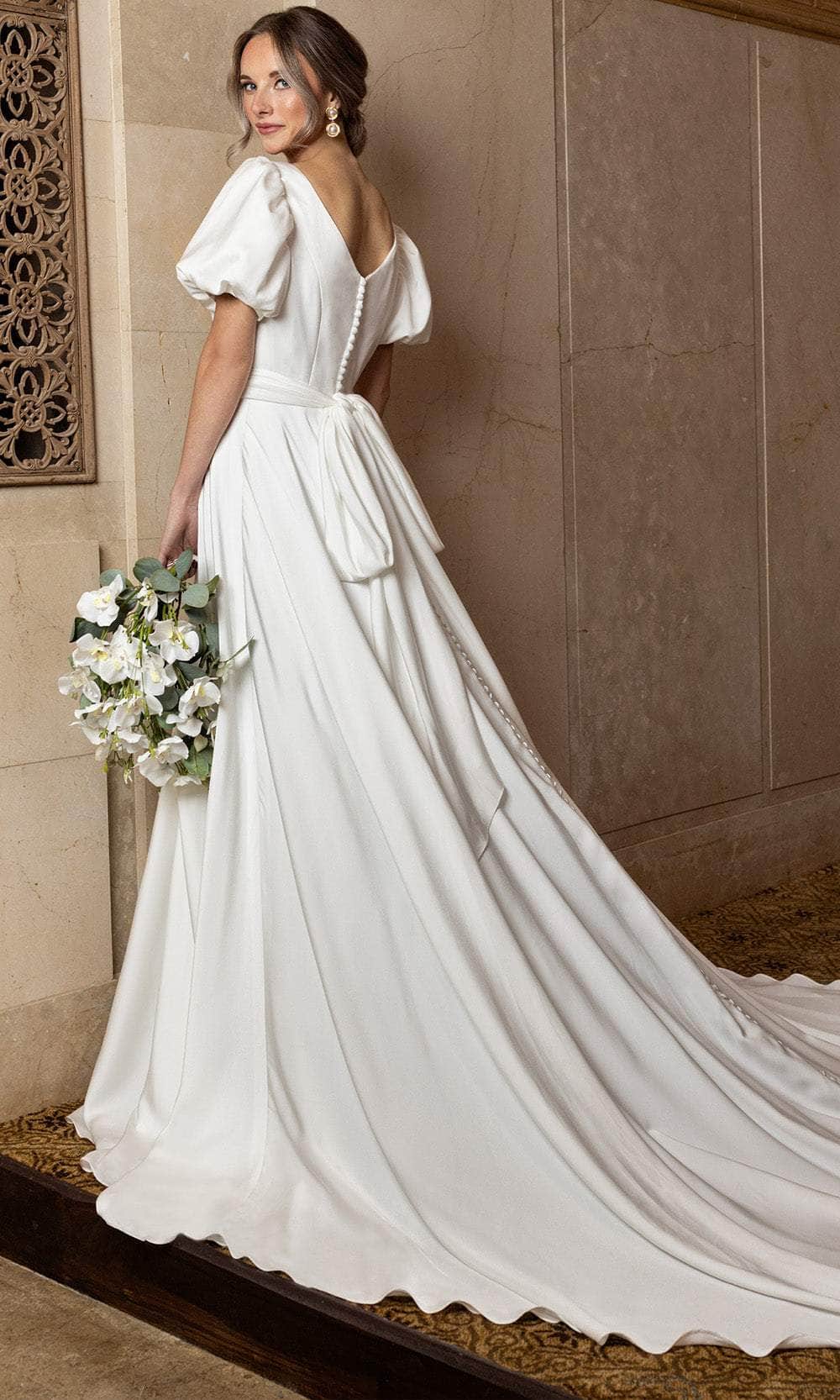 Rachel Allan RB7004 - Classic Puff Sleeve A-Line Bridal Gown
