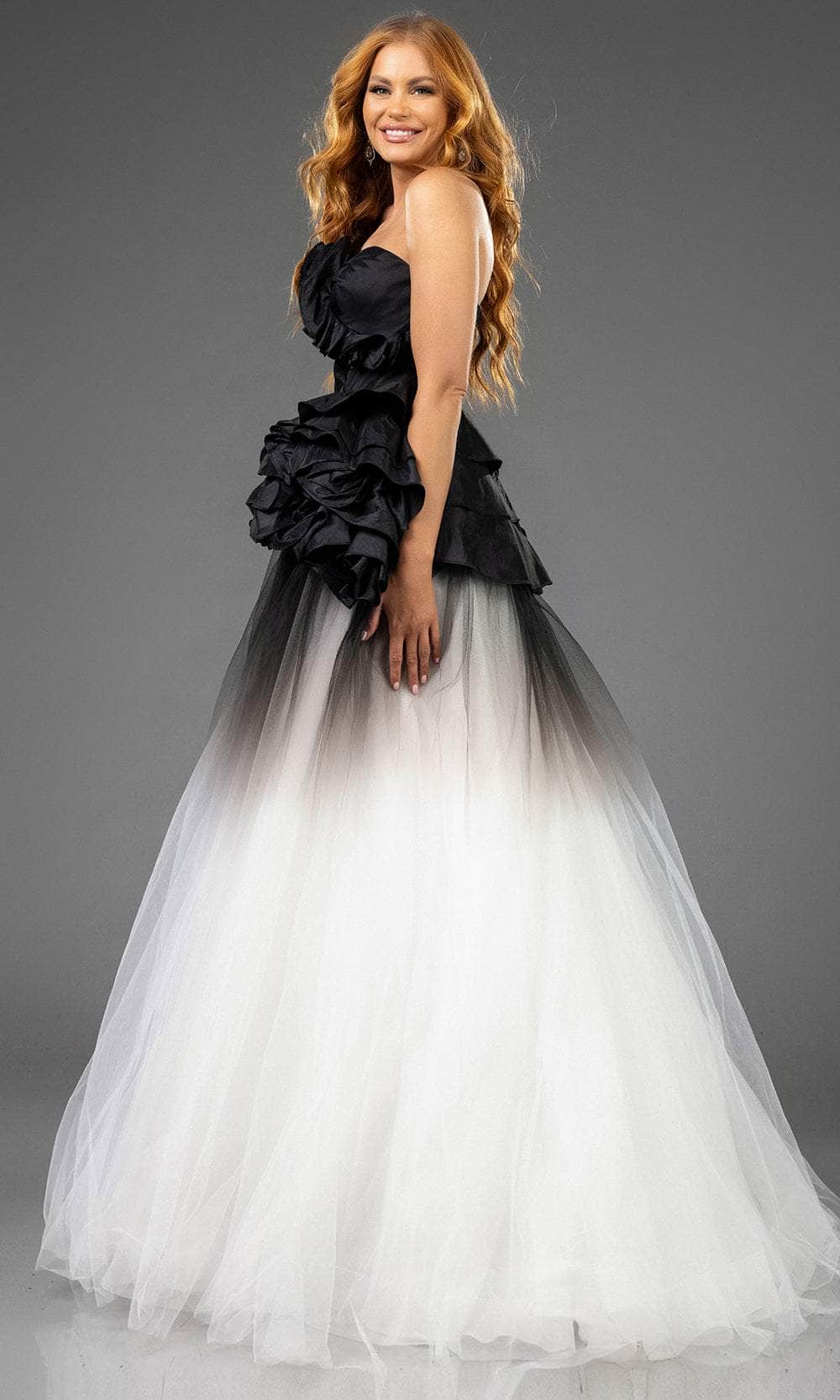 Terani Couture 251P4270 - Ruffled Bodice Strapless Tulle Prom Dress