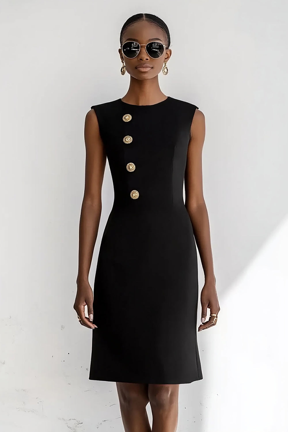 Bodycon Black Knee-Length Work Dress