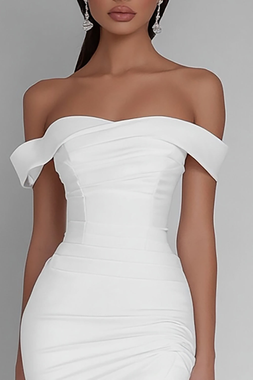 Off The Shoulder White Bodycon Short Graduation Dress