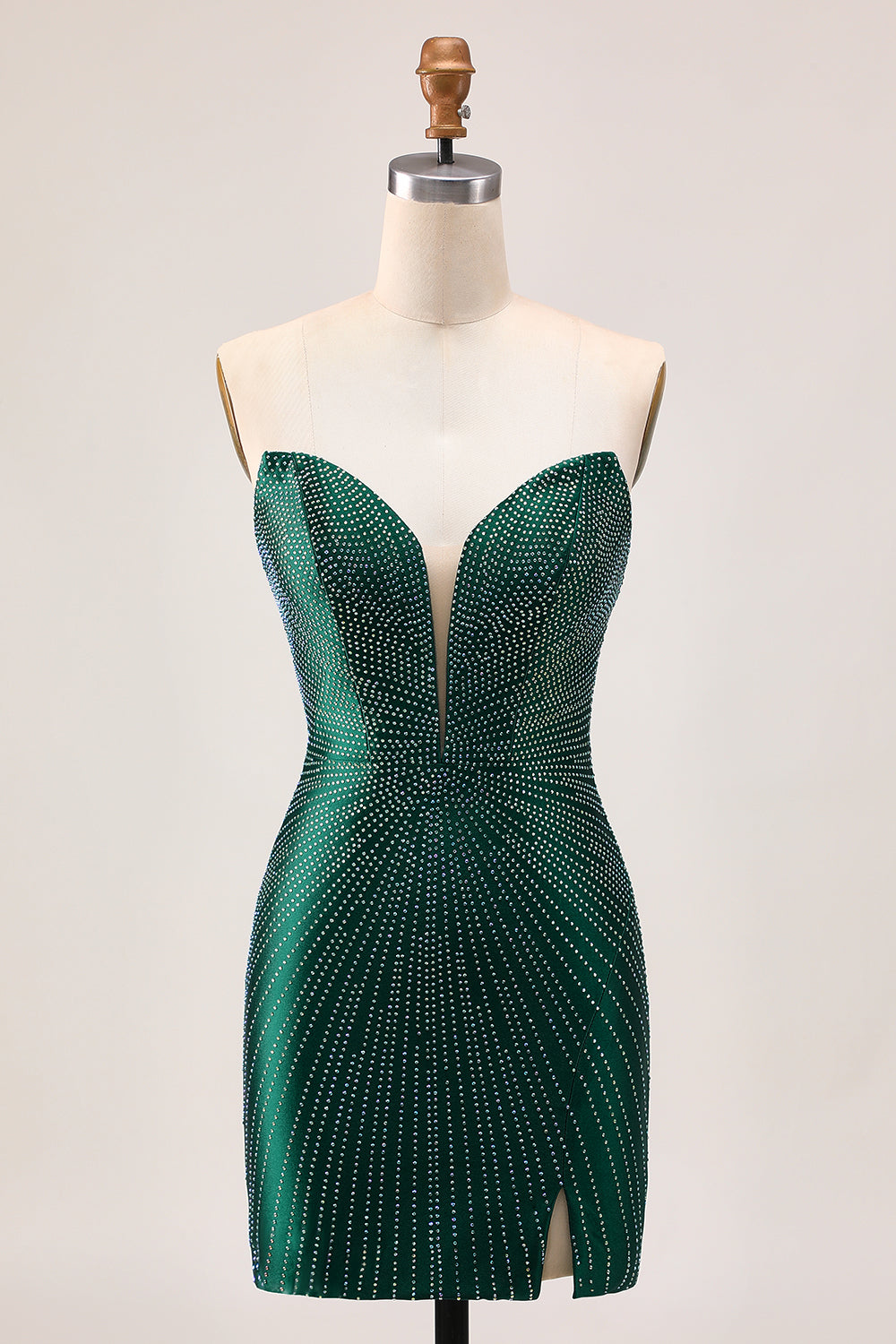 Strapless Sparkly Dark Green Bodycon Homecoming Dress