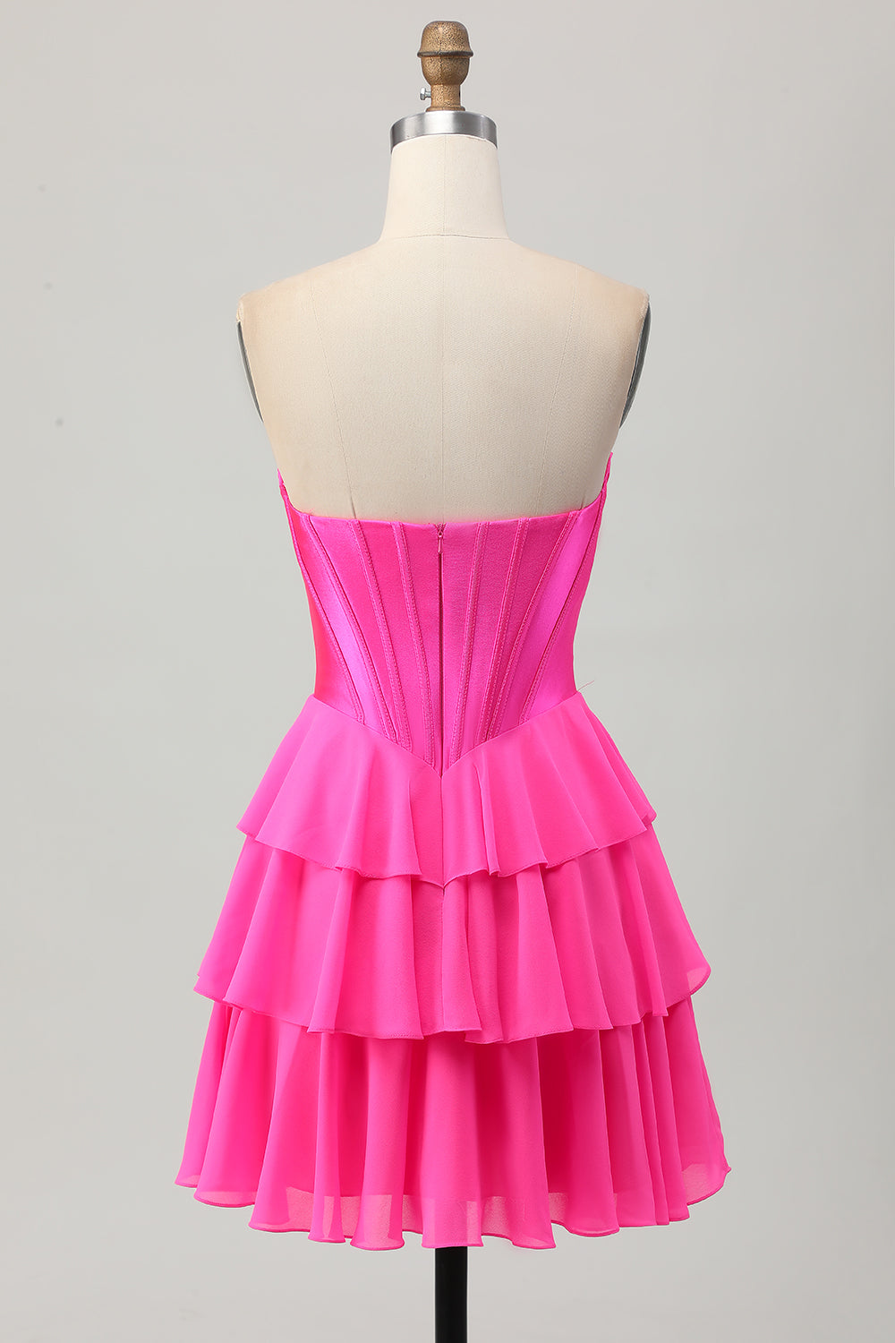 Yellow Strapless Corset A Line Tiered Homecoming Dress