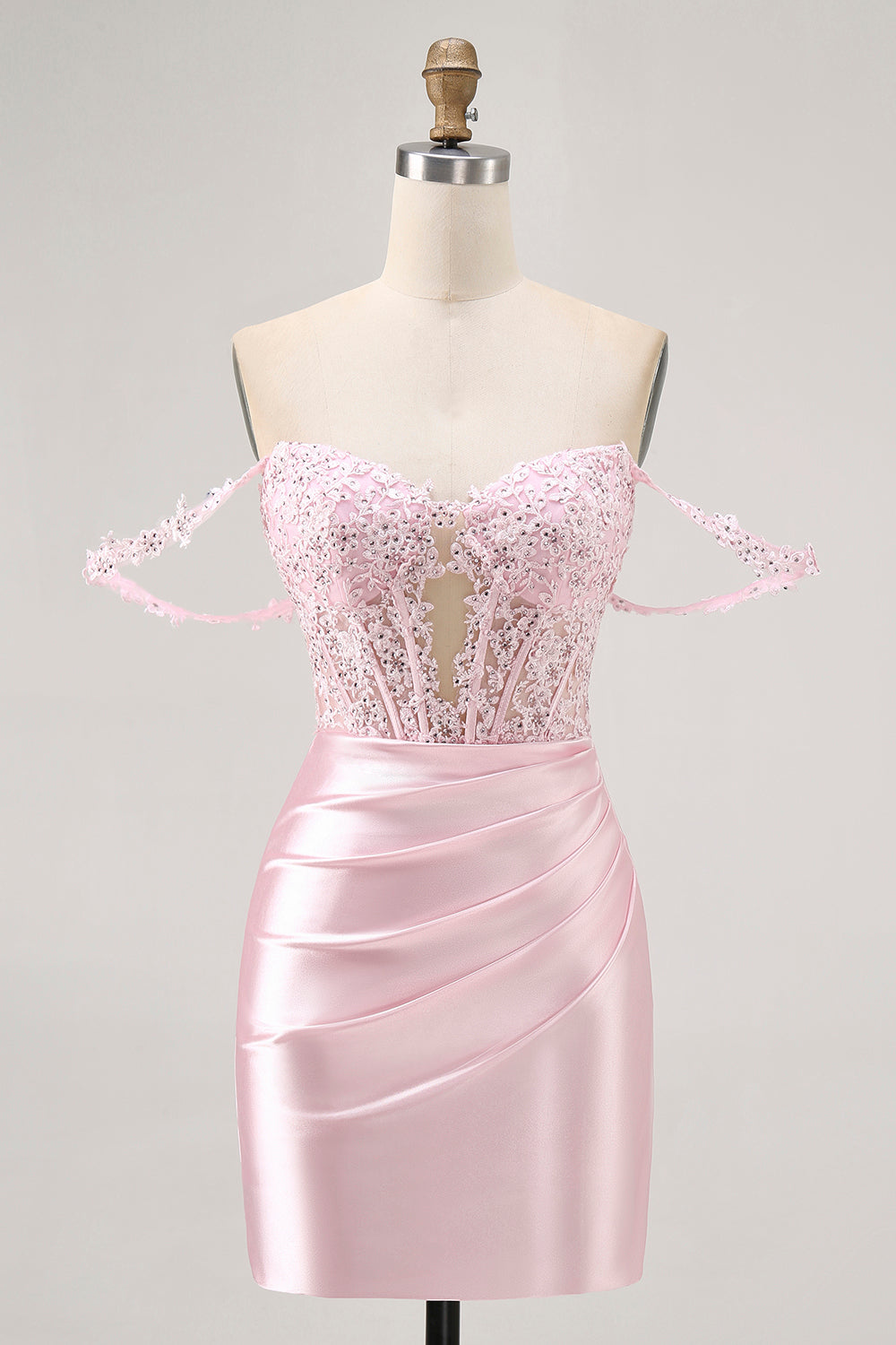 Pink Off The Shoulder Bodycon Corset Homecoming Dress