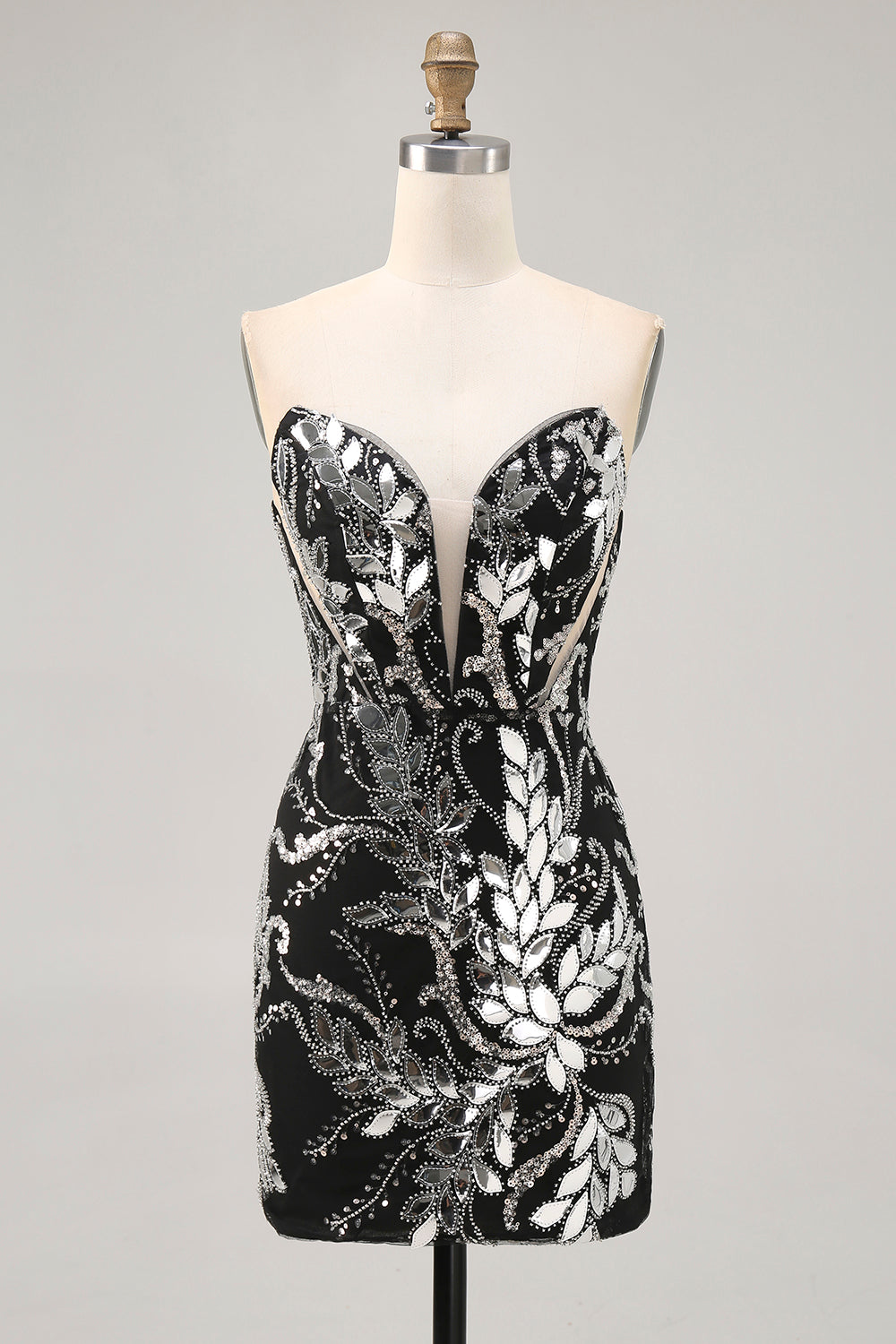 Sparkly Black Bodycon Sequins Short Homecoming Dress with Beading