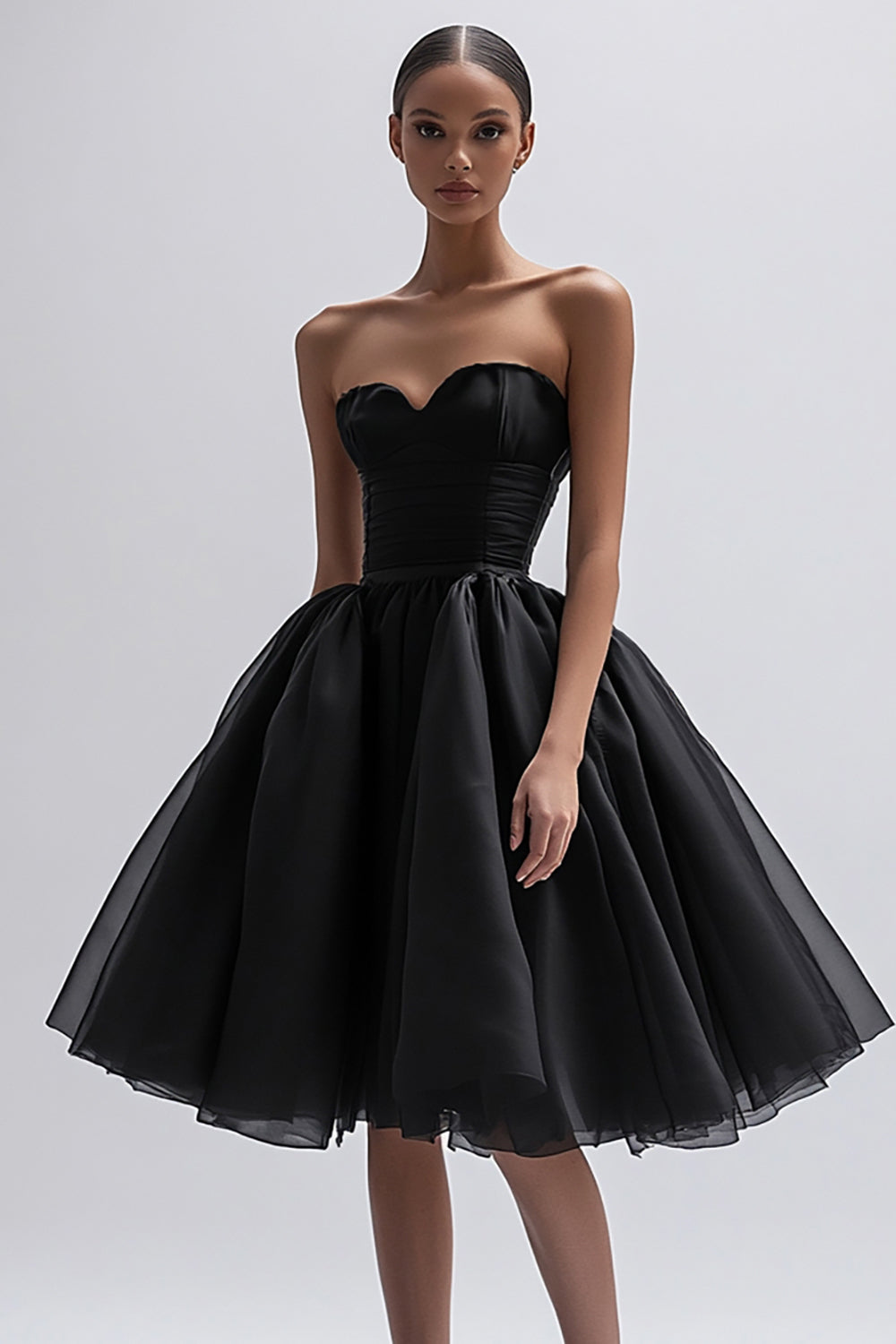 A-Line Midi Black Cocktail Dress