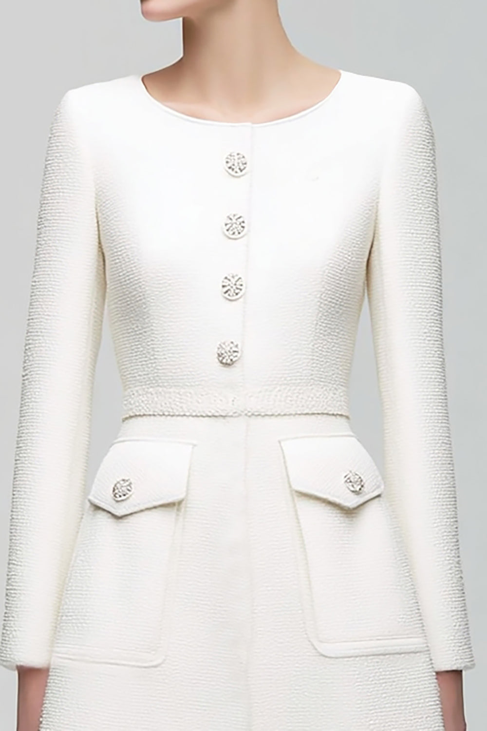 A Line Knee-Length Ivory Work Dress with Belt