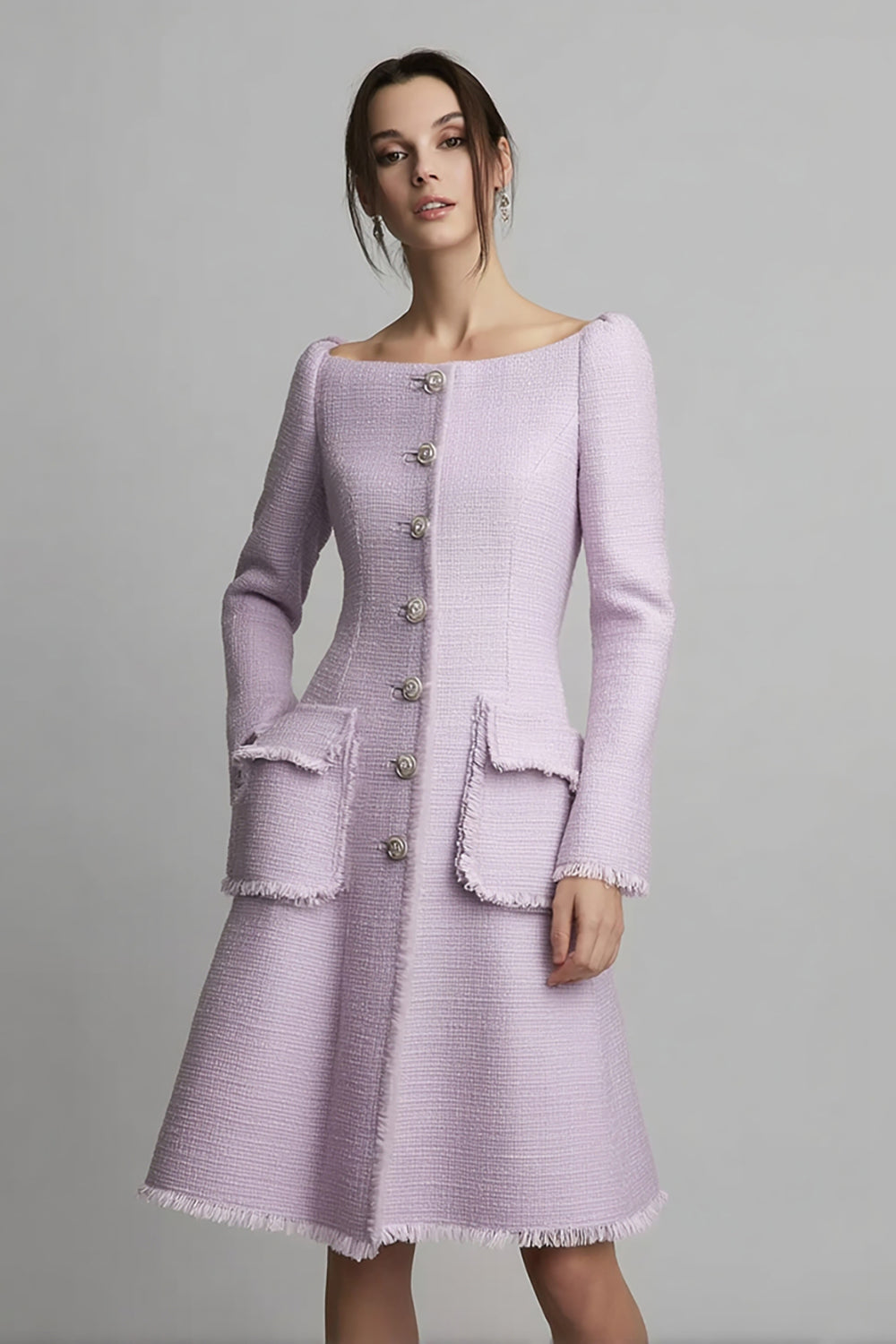 A Line Knee-Length Lilac Work Dress