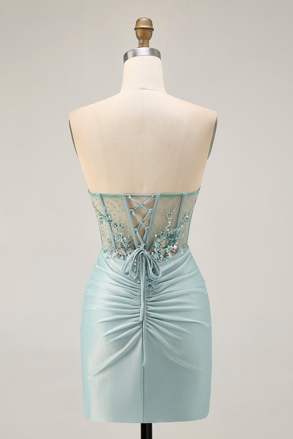 Grey Green Bodycon Strapless Homecoming Dress with Sequins