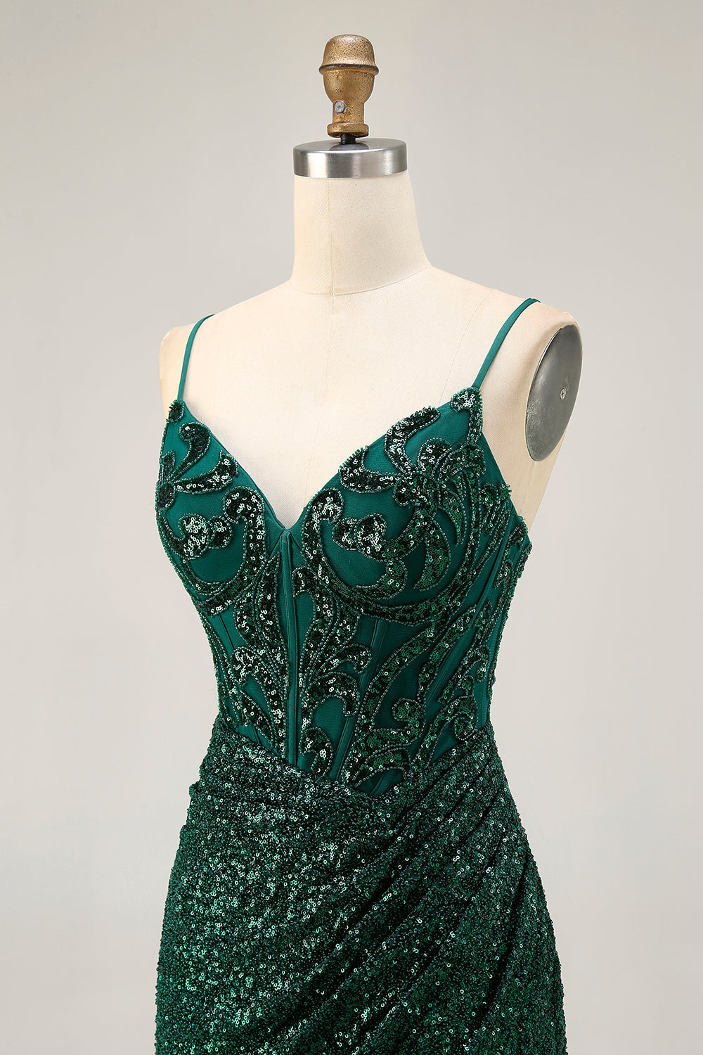Sparkly Bodycon Dark Green Sequins Corset Homecoming Dress