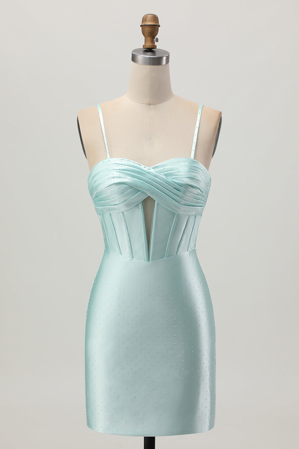 Light Green Bodycon Corset Cut Out Beaded Short Homecoming Dress