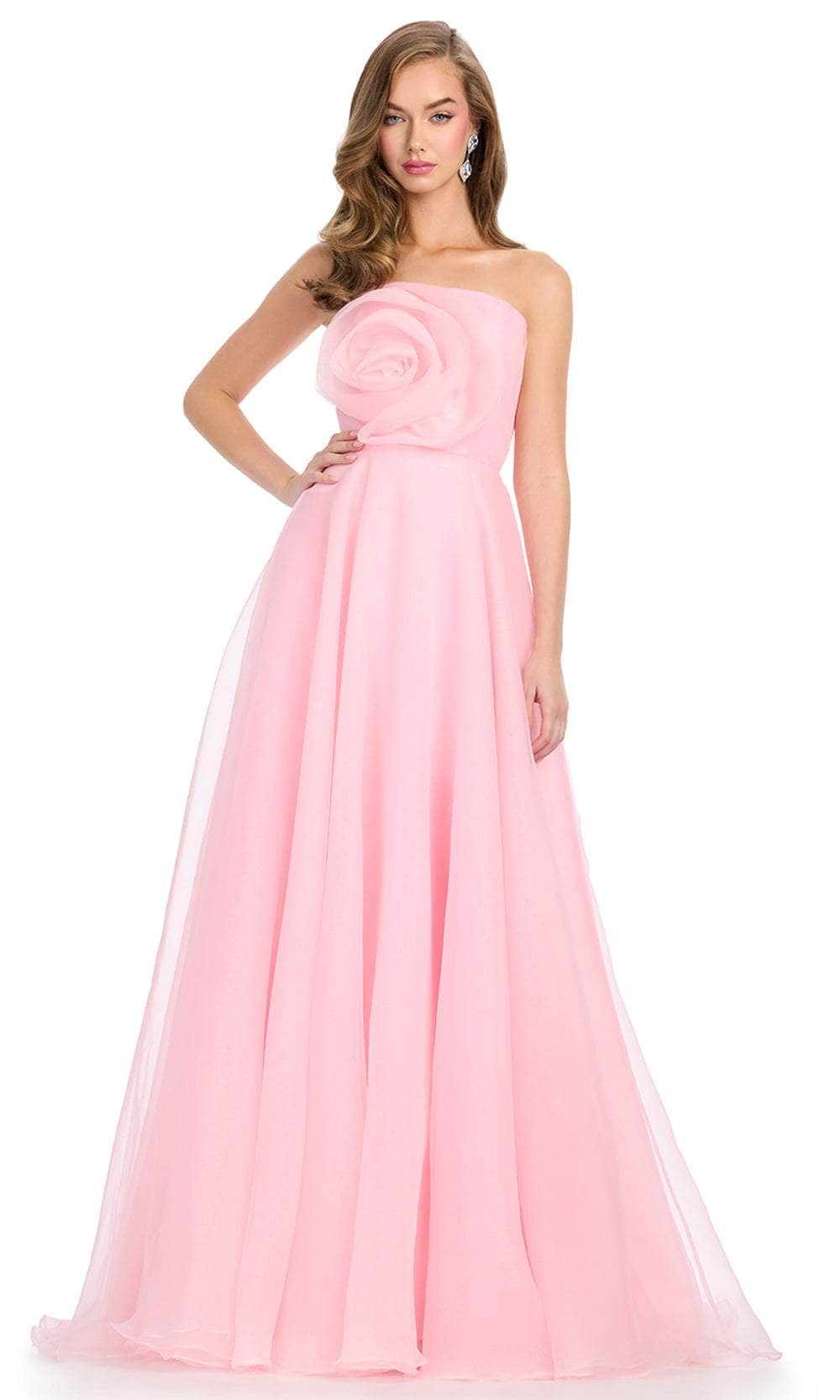 Ashley Lauren 11913 - Floral Accented Straight Neckline Prom Dress Special Occasion Dress