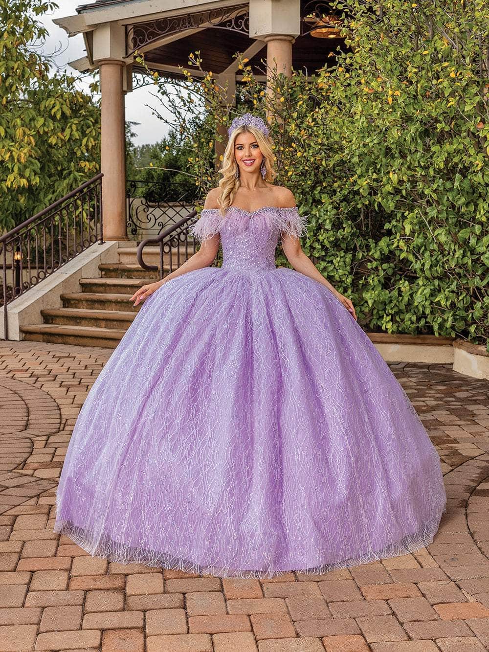 Dancing Queen 1829 - Feather Fringed Ballgown