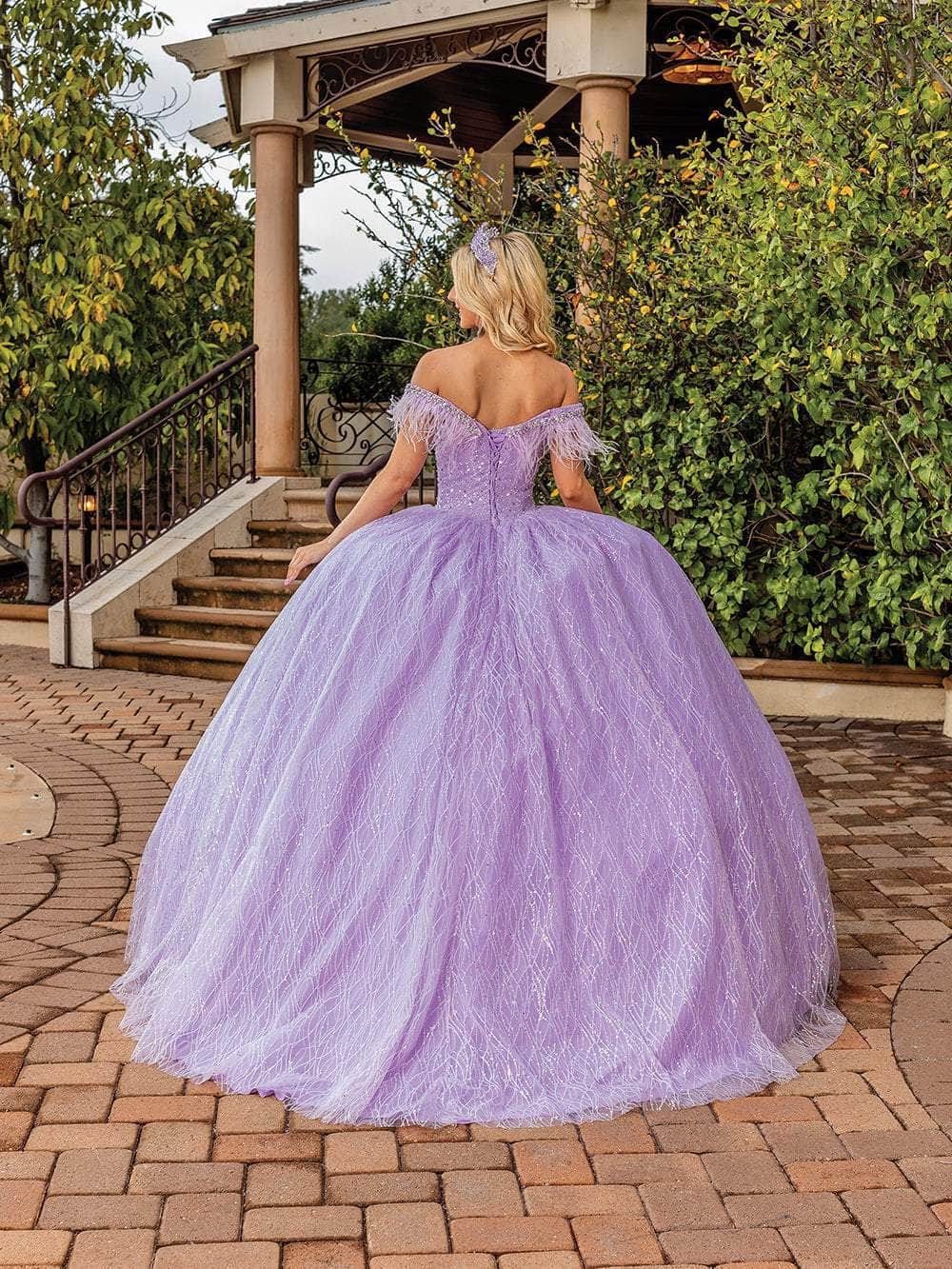Dancing Queen 1829 - Feather Fringed Ballgown