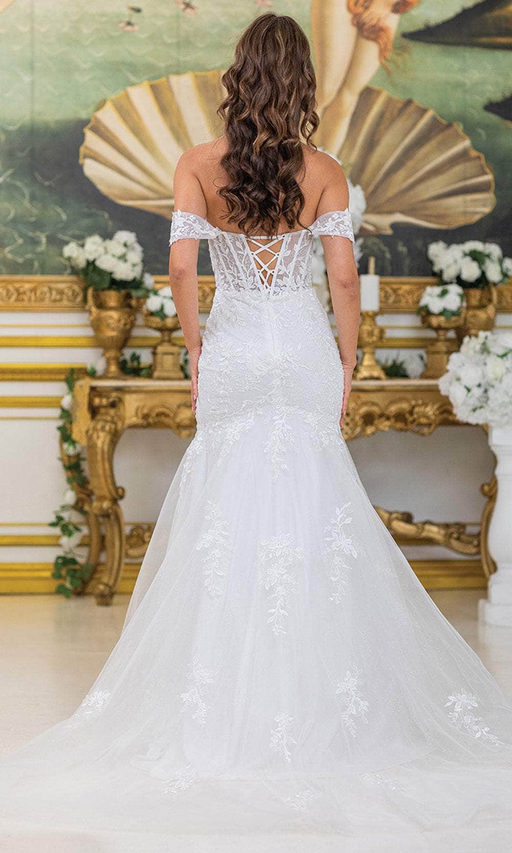 Dancing Queen Bridal 0296 - Off Shoulder Embroidered Trumpet Dress