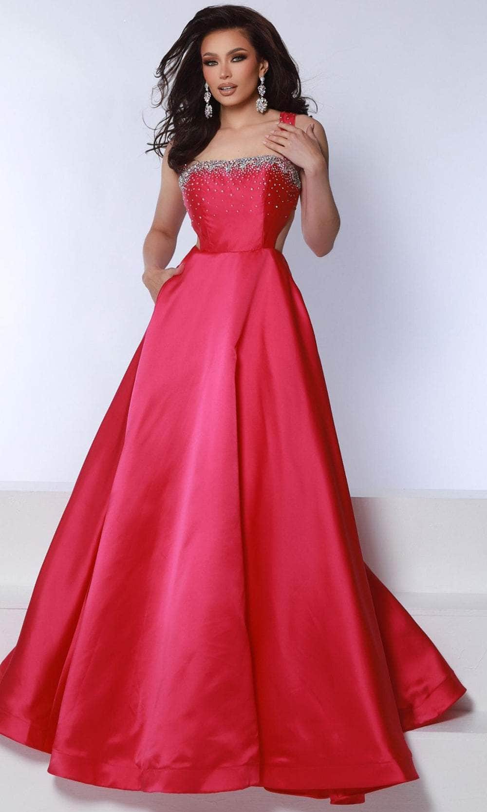 Johnathan Kayne 3050 - Square Neck Pleated A-Line Prom Gown Special Occasion Dress