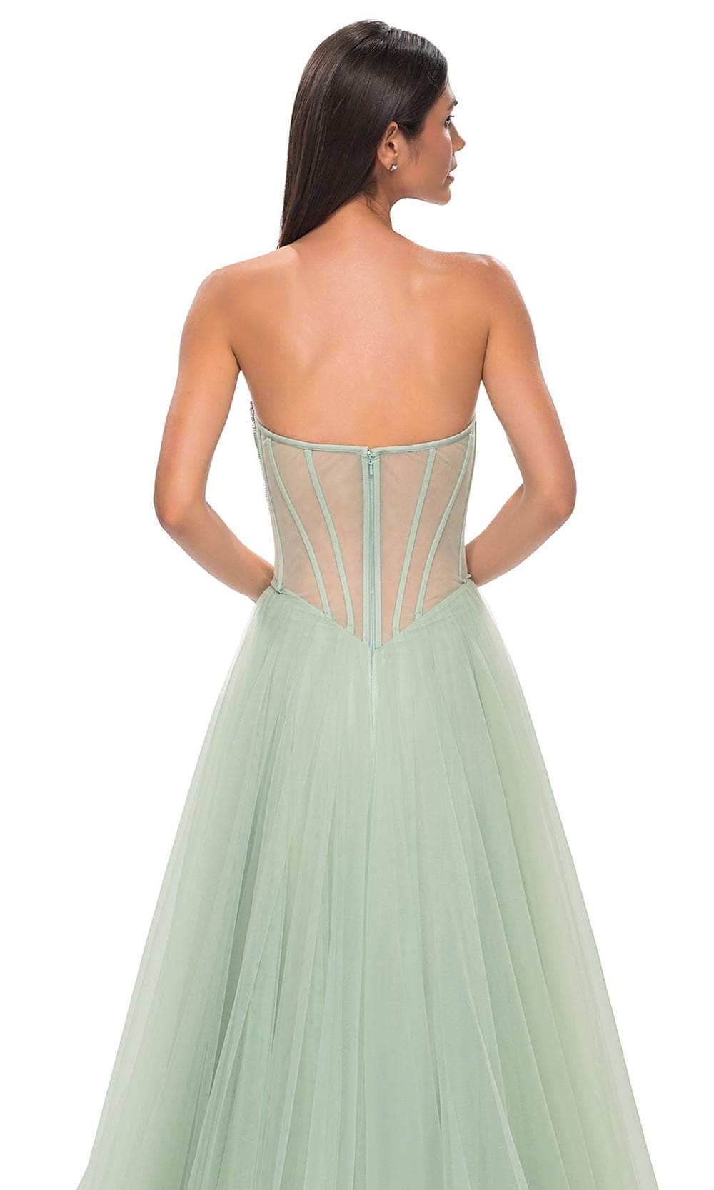 La Femme 32811 - Illusion Back Layered A-Line Prom Gown
