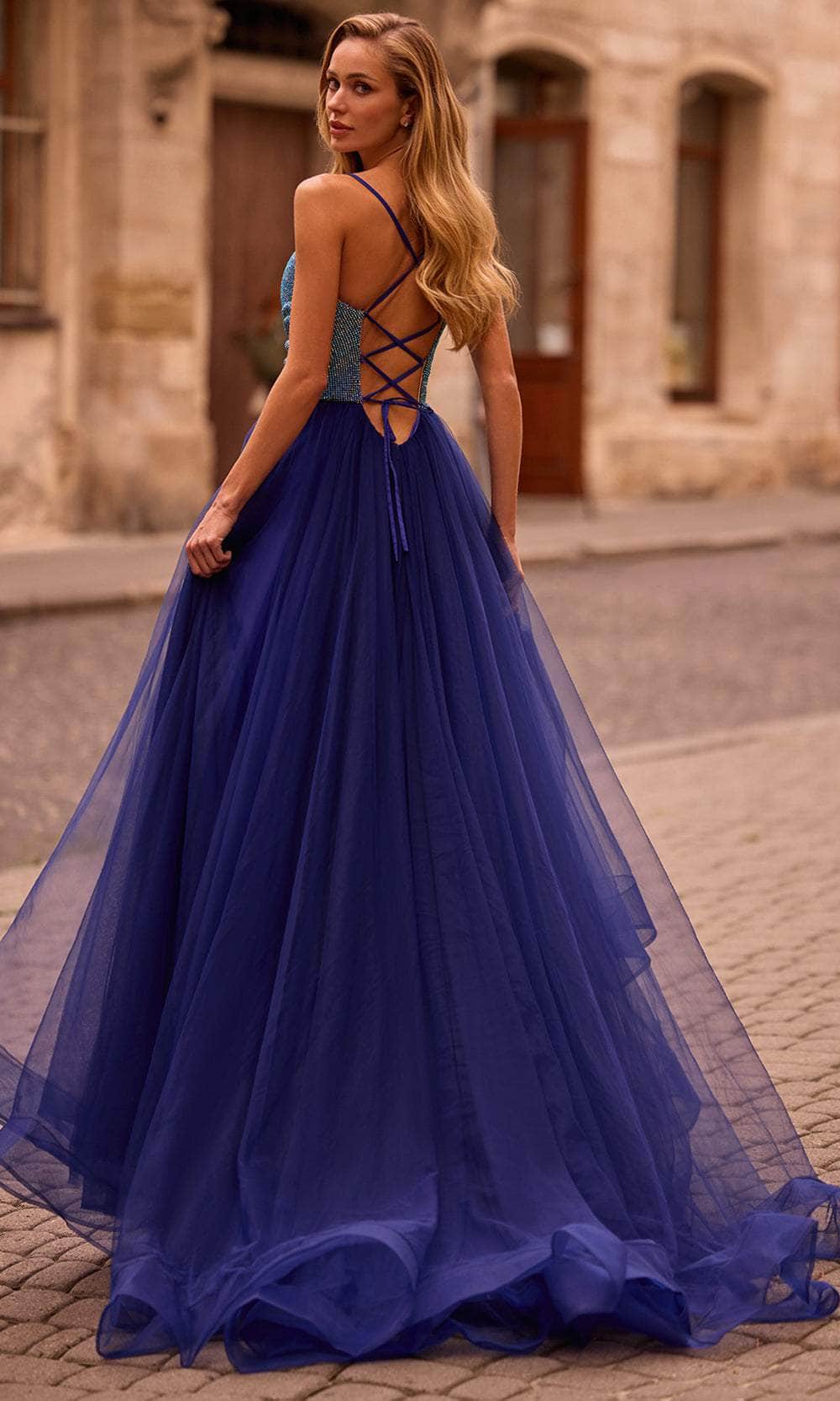 La Femme 32838 - Cowl Neck Iridescent Beaded Prom Gown