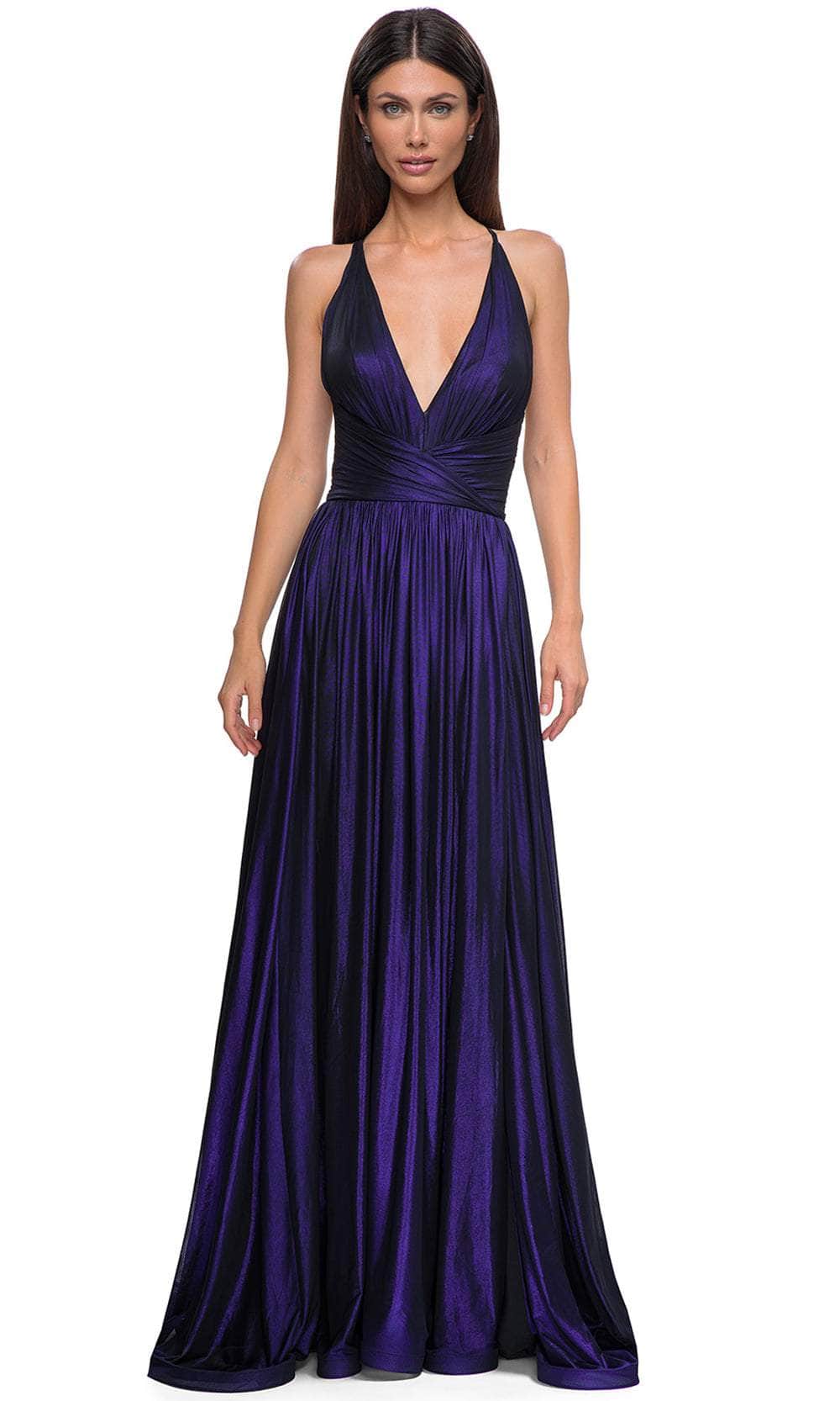 La Femme 32917 - V-Neck Wrapped Waistband Prom Gown Special Occasion Dress