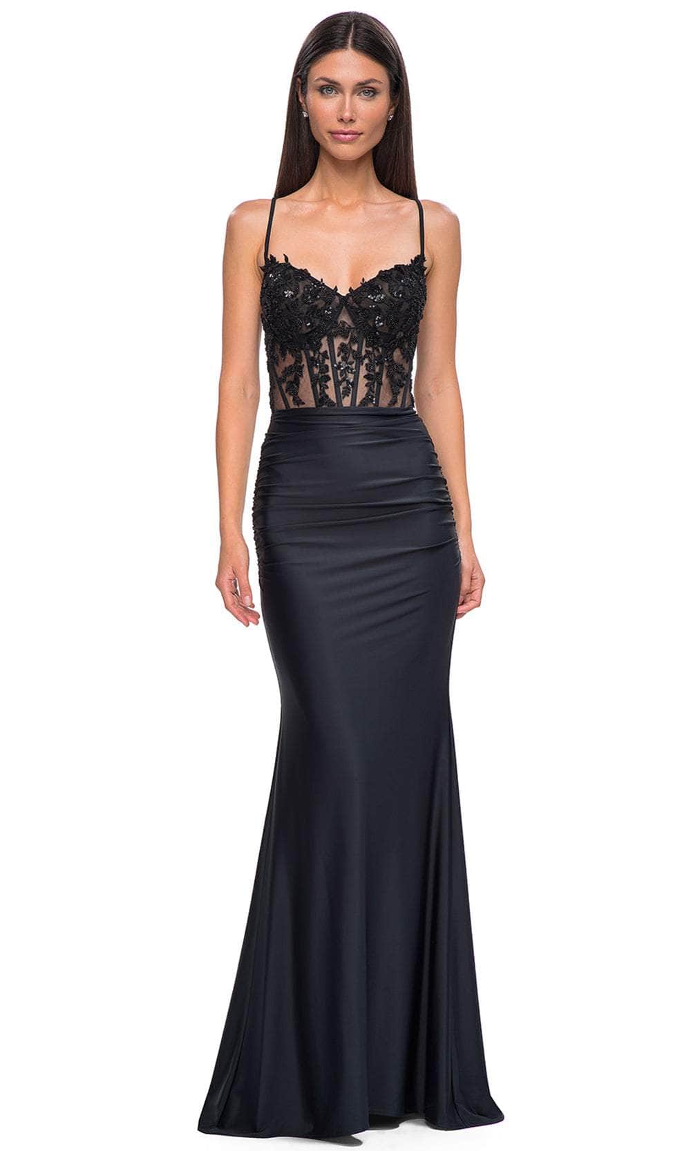 La Femme 32920 - Beaded Lace Sexy V-Neck Prom Gown Special Occasion Dress