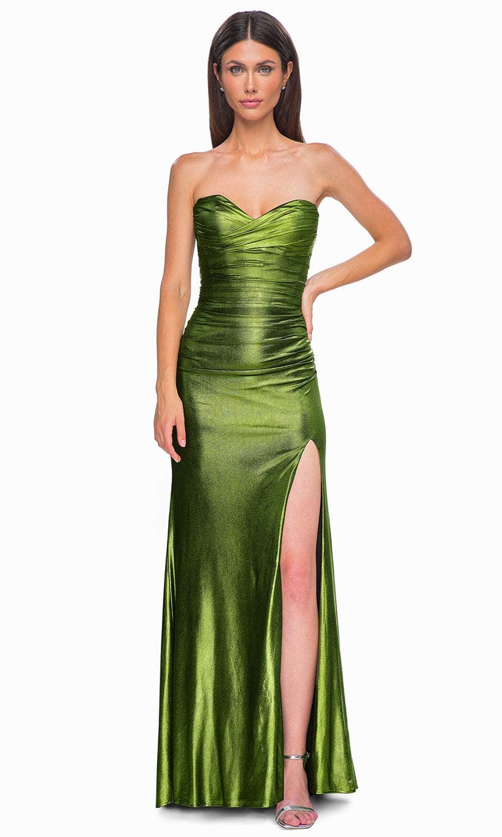La Femme 32946 - Crisscross Strapless Prom Gown