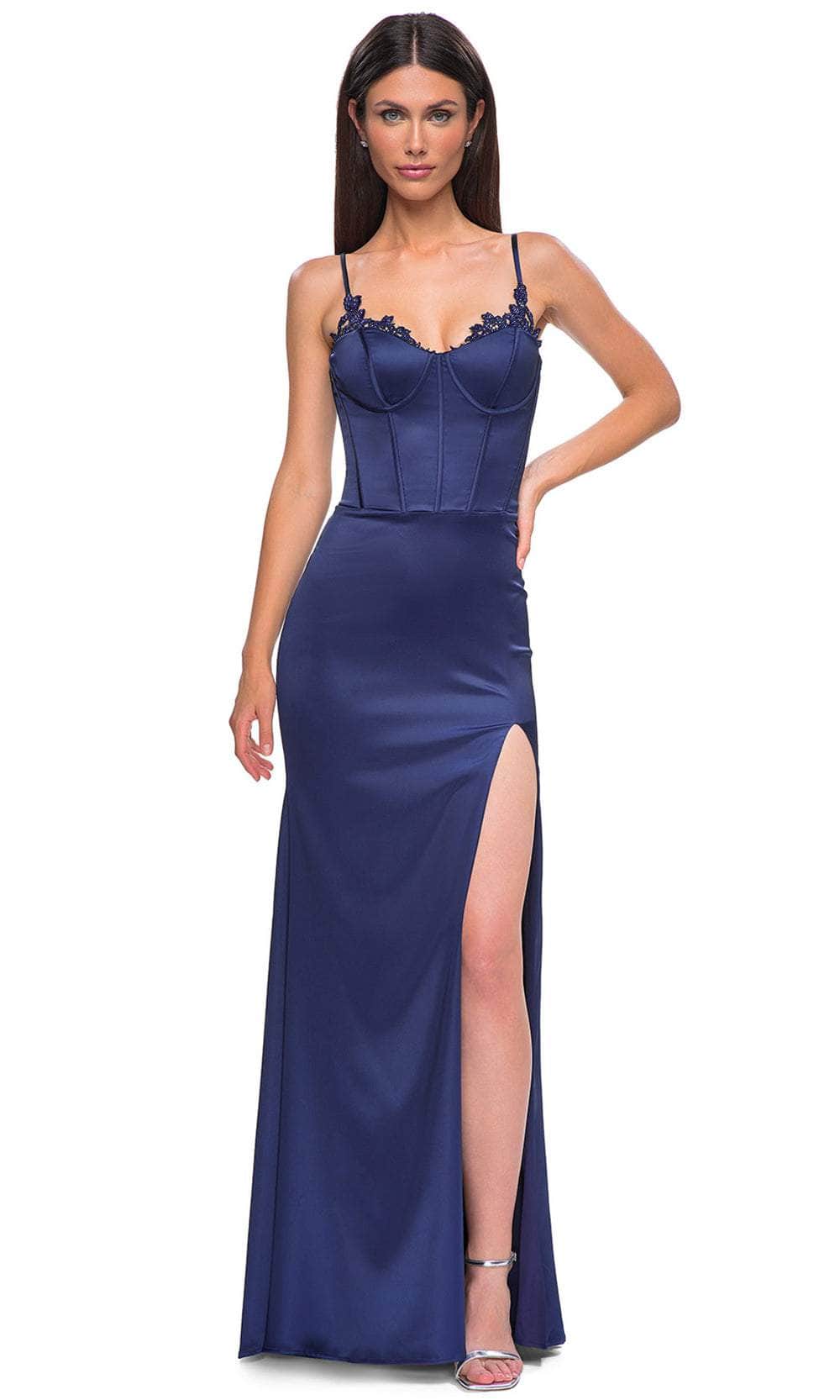 La Femme 32955 - Lace Appliqued Sleeveless Prom Gown