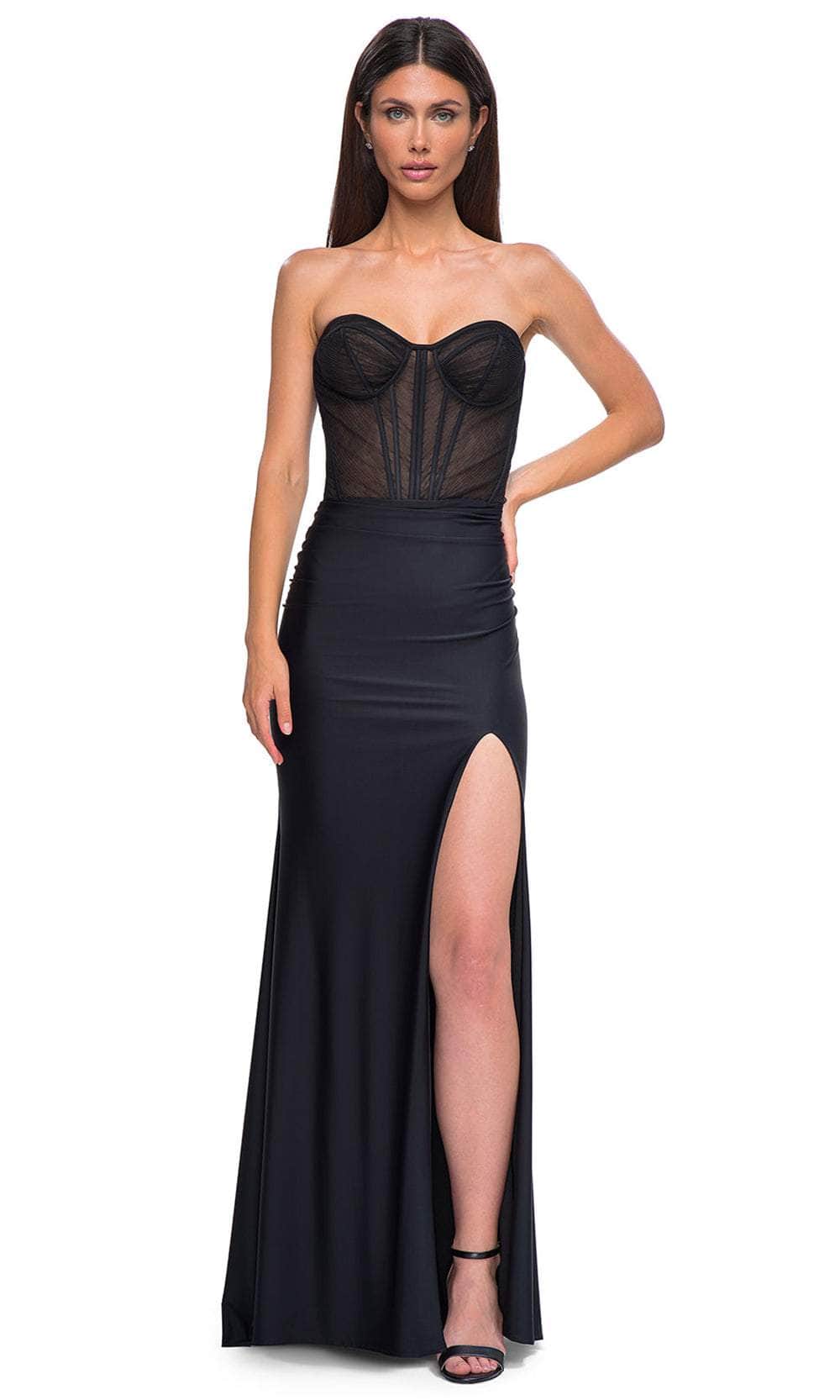 La Femme 32971 - Illusion Corset Strapless Sweetheart Prom Gown Special Occasion Dress