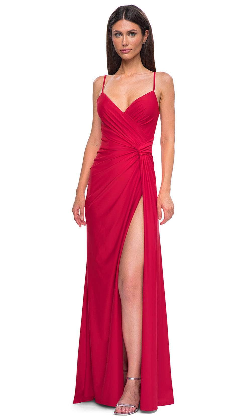 La Femme 32977 - Deep V-Neck Lace-Up Prom Gown Special Occasion Dress