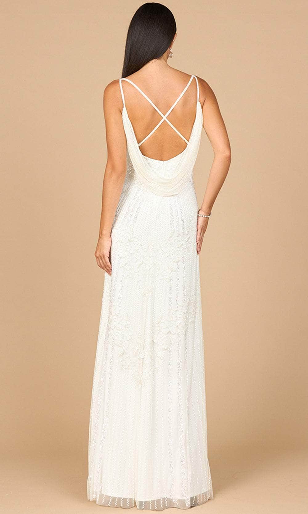 Lara Dresses 51191 - Beaded V-Neck Gown with Spaghetti Straps
