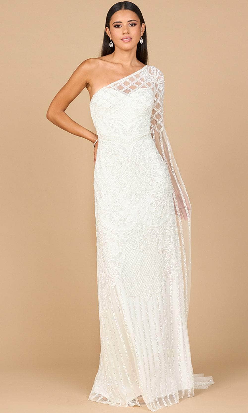 Lara Dresses 51197 - Asymmetric Sheath Gown with Sheer Cape