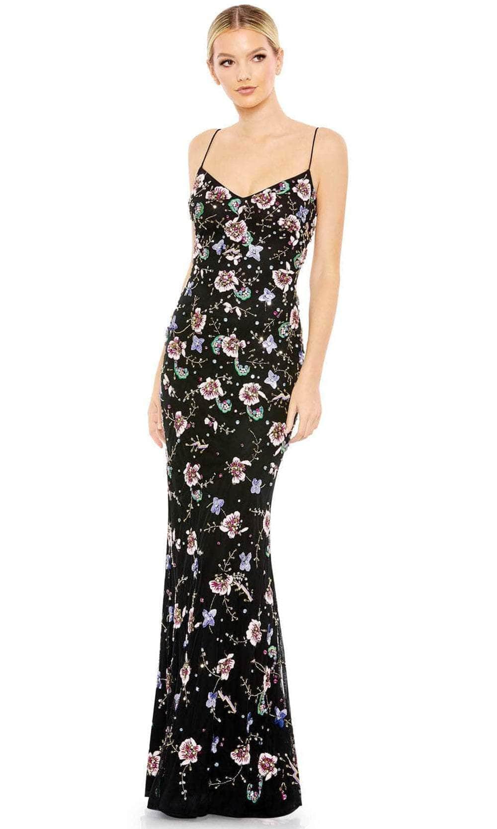 Mac Duggal 10890 - Floral Prom Dress Evening Dresses 0 / Black/Multi